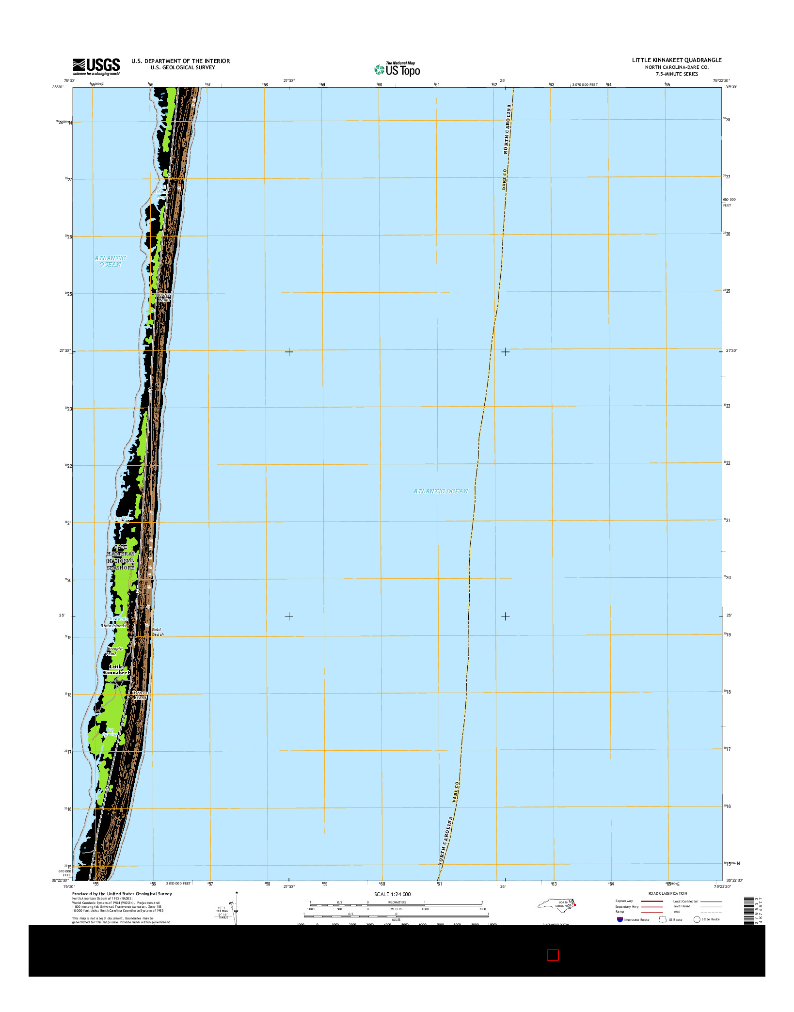 USGS US TOPO 7.5-MINUTE MAP FOR LITTLE KINNAKEET, NC 2016