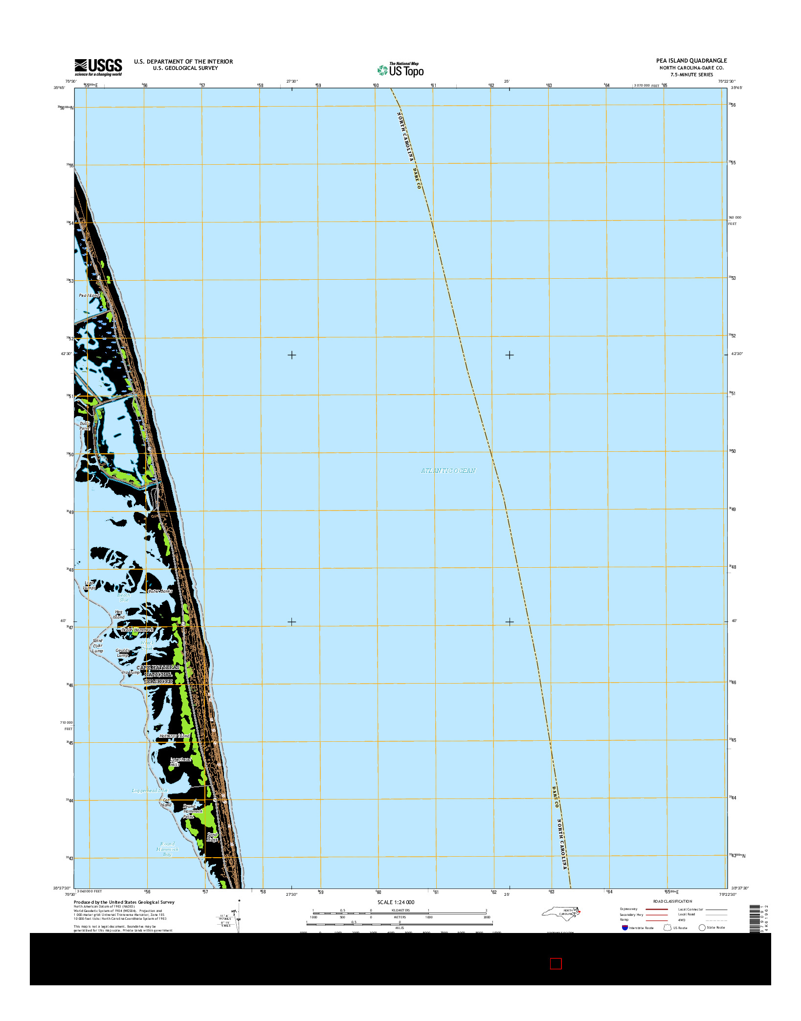 USGS US TOPO 7.5-MINUTE MAP FOR PEA ISLAND, NC 2016