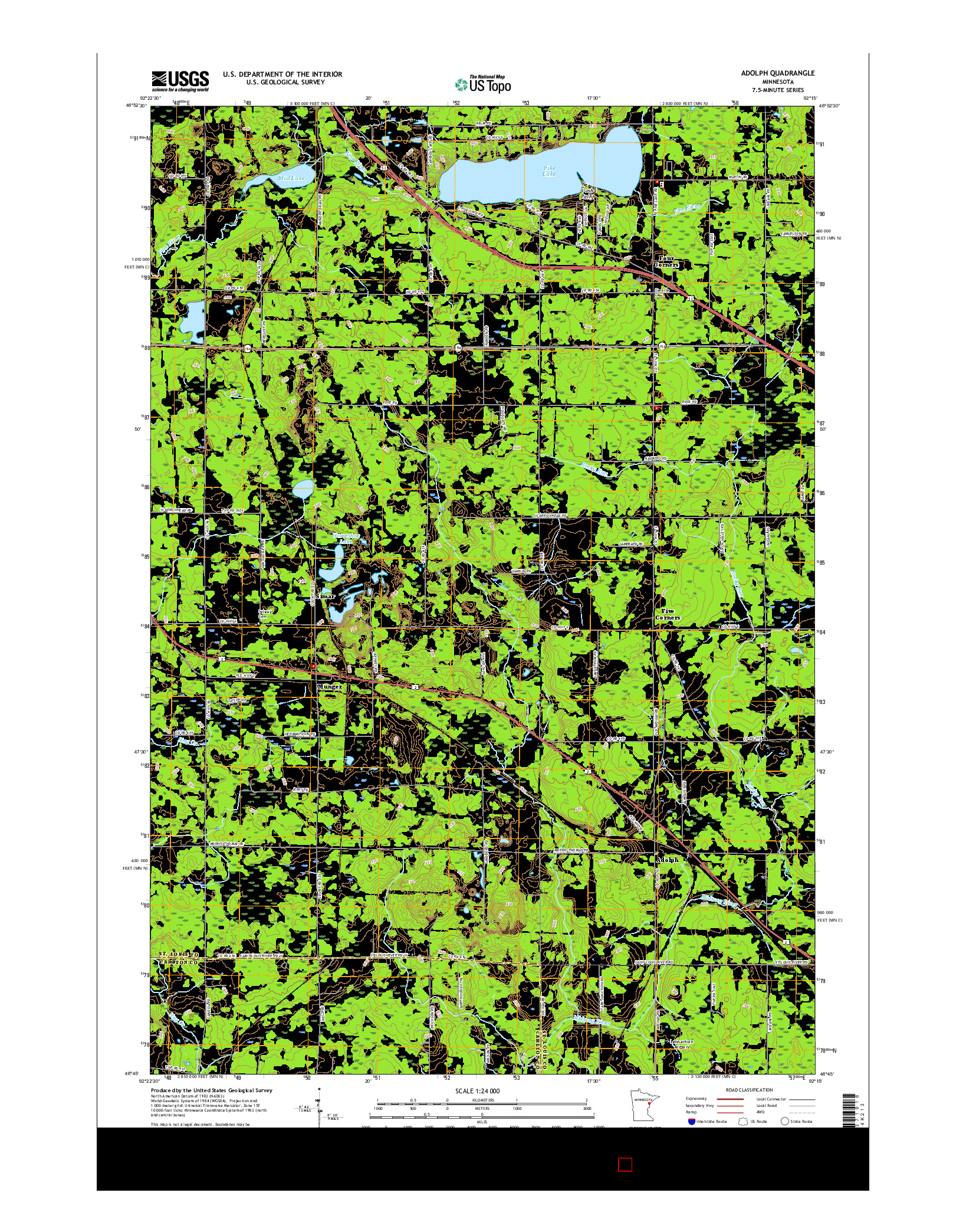 USGS US TOPO 7.5-MINUTE MAP FOR ADOLPH, MN 2016