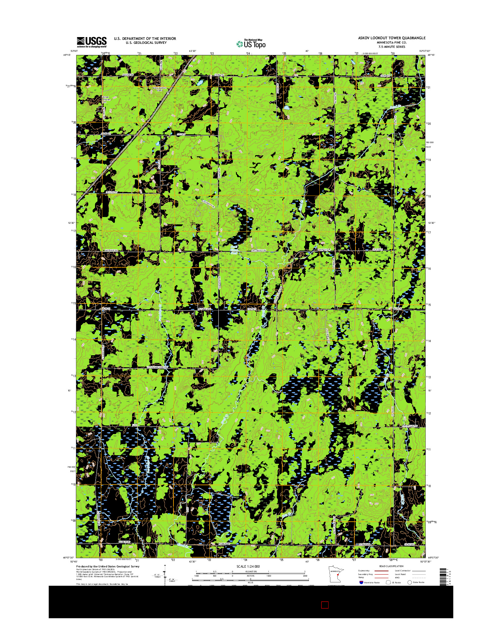 USGS US TOPO 7.5-MINUTE MAP FOR ASKOV LOOKOUT TOWER, MN 2016