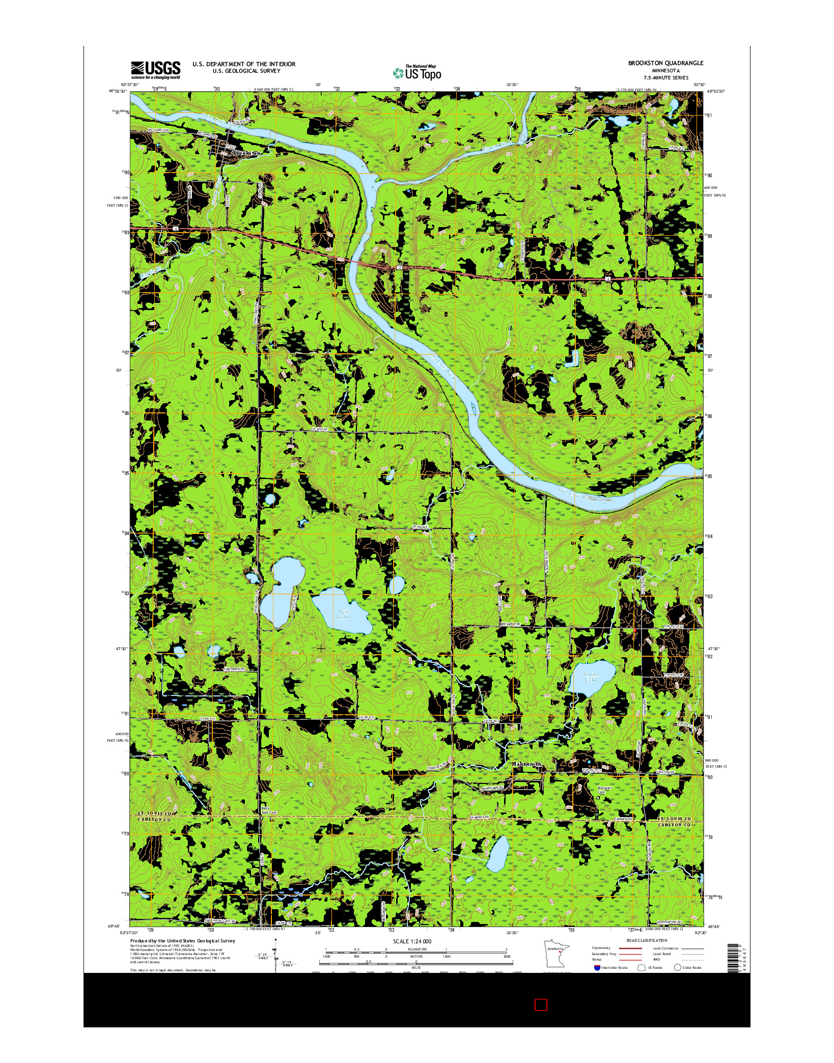 USGS US TOPO 7.5-MINUTE MAP FOR BROOKSTON, MN 2016