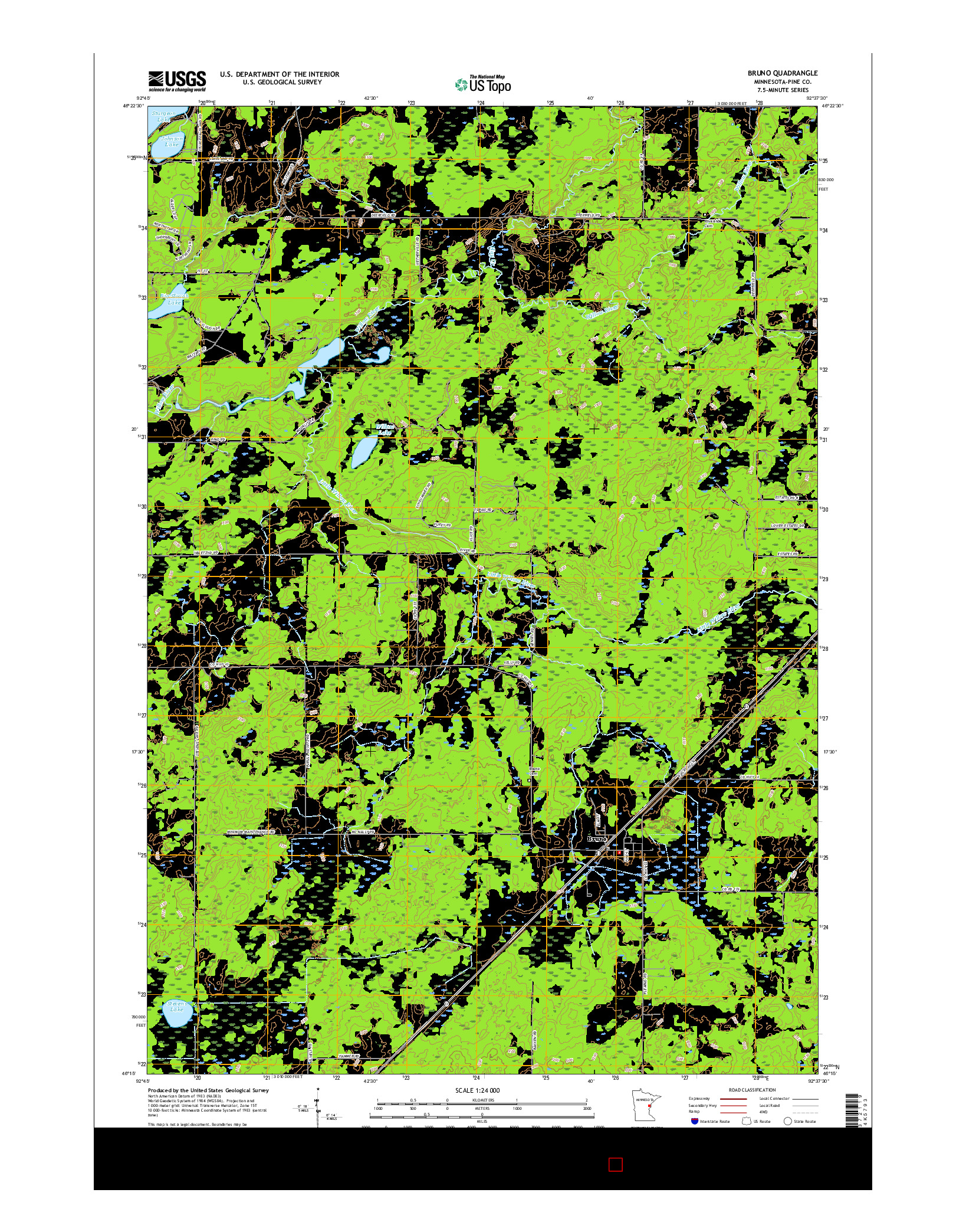 USGS US TOPO 7.5-MINUTE MAP FOR BRUNO, MN 2016
