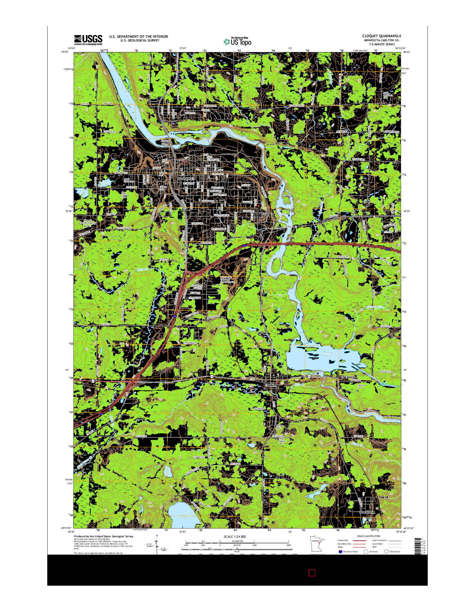USGS US TOPO 7.5-MINUTE MAP FOR CLOQUET, MN 2016
