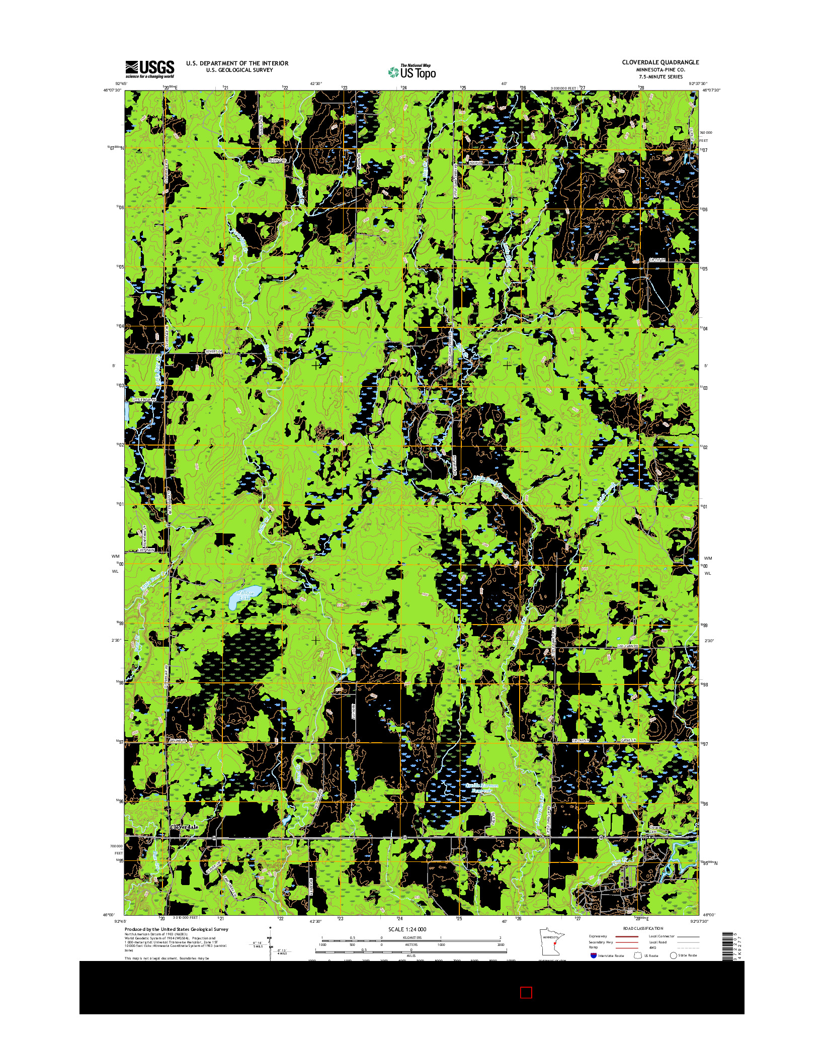 USGS US TOPO 7.5-MINUTE MAP FOR CLOVERDALE, MN 2016