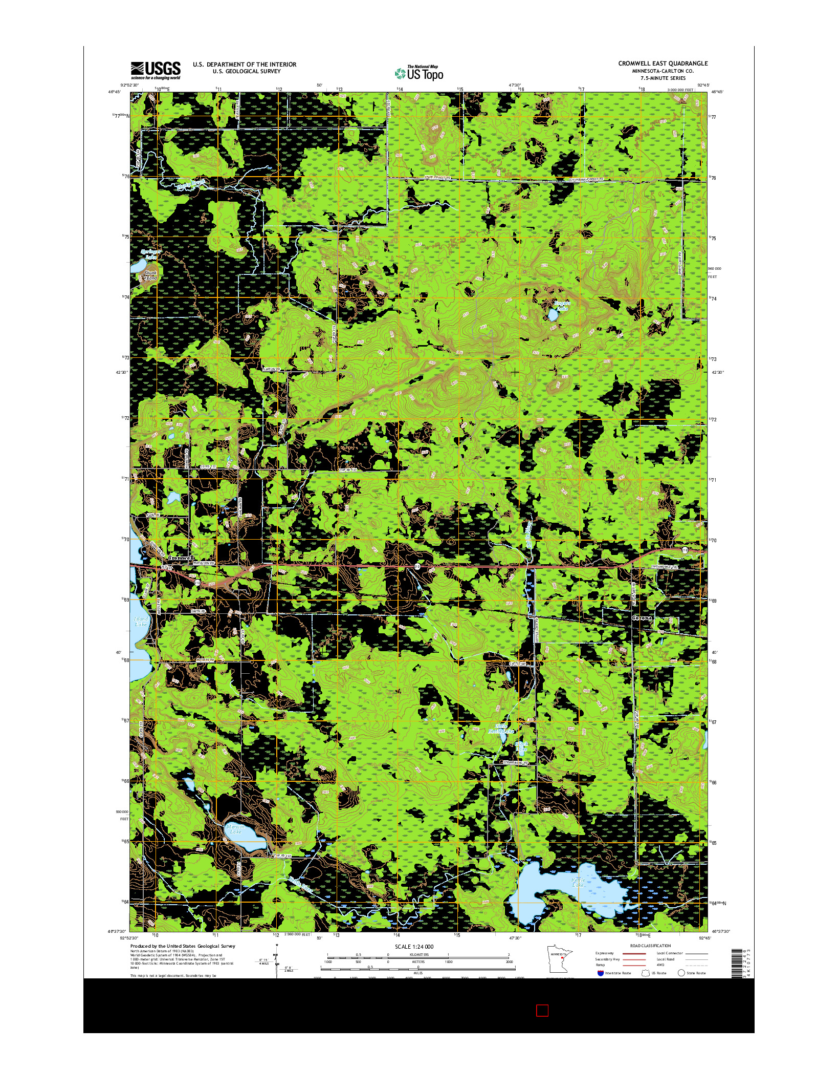 USGS US TOPO 7.5-MINUTE MAP FOR CROMWELL EAST, MN 2016