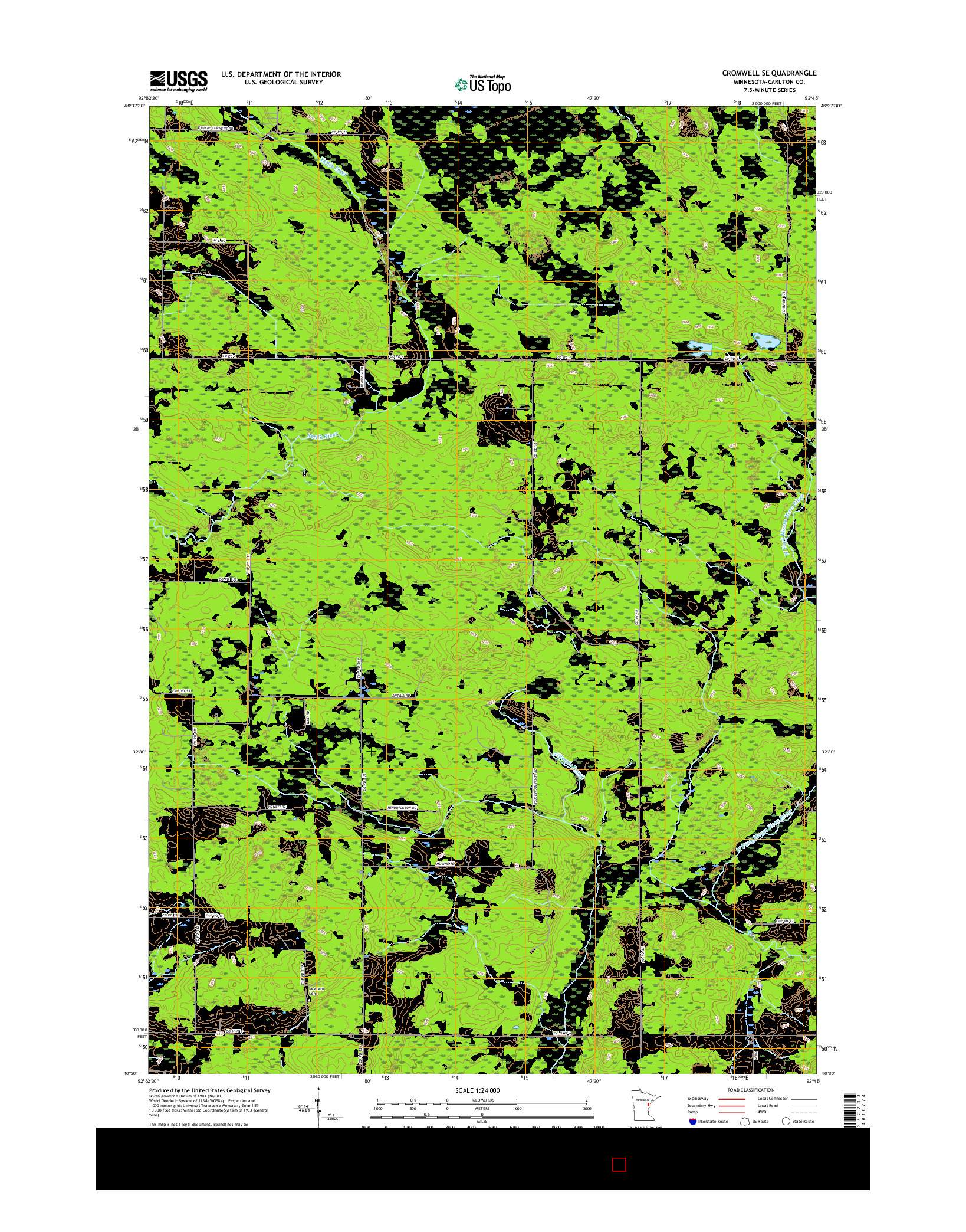USGS US TOPO 7.5-MINUTE MAP FOR CROMWELL SE, MN 2016