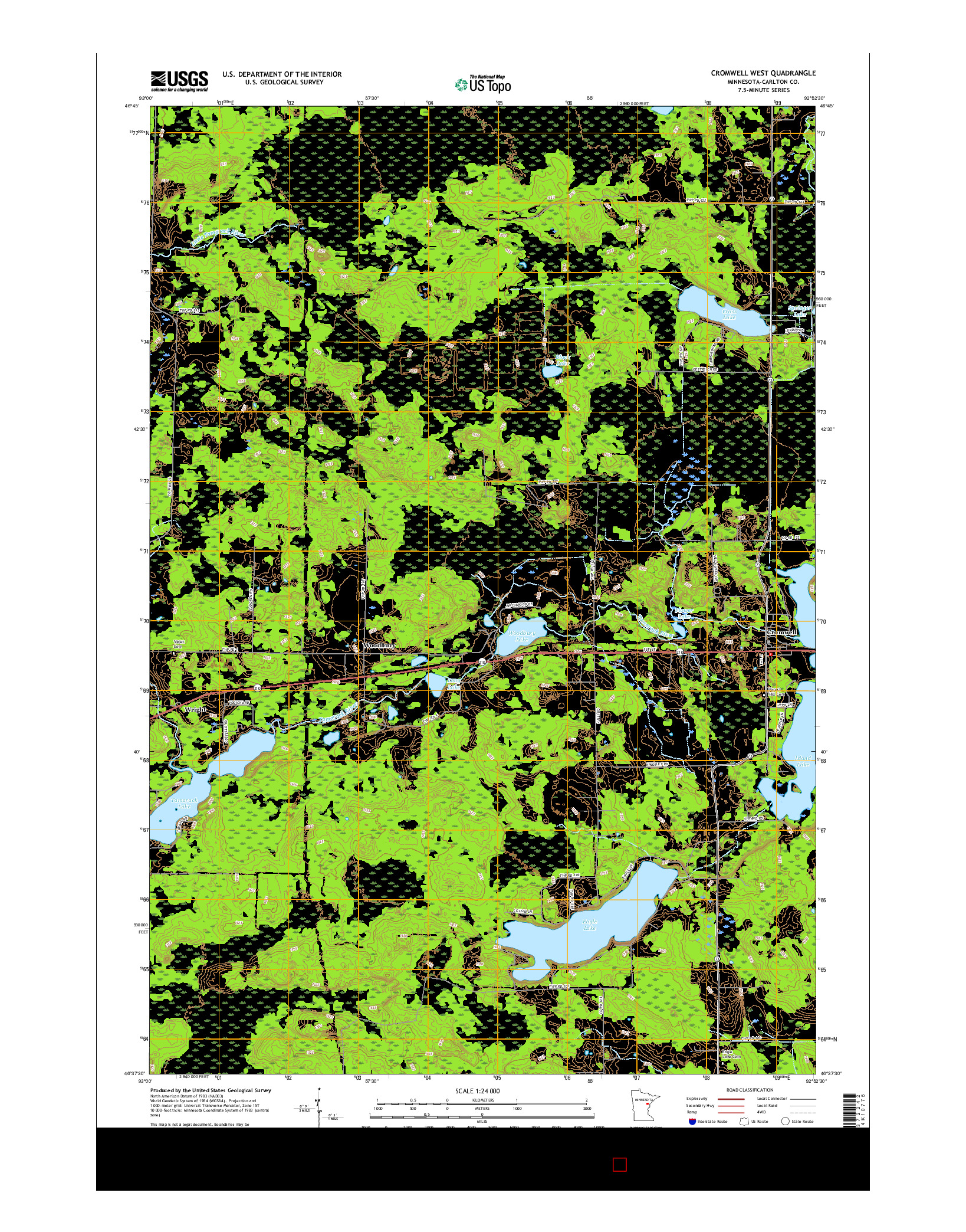 USGS US TOPO 7.5-MINUTE MAP FOR CROMWELL WEST, MN 2016