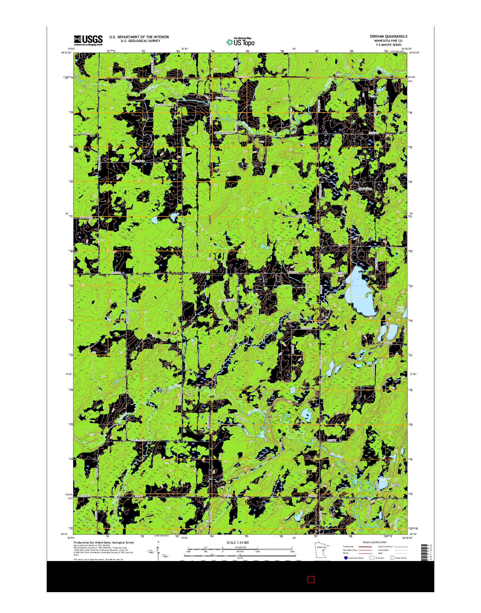 USGS US TOPO 7.5-MINUTE MAP FOR DENHAM, MN 2016