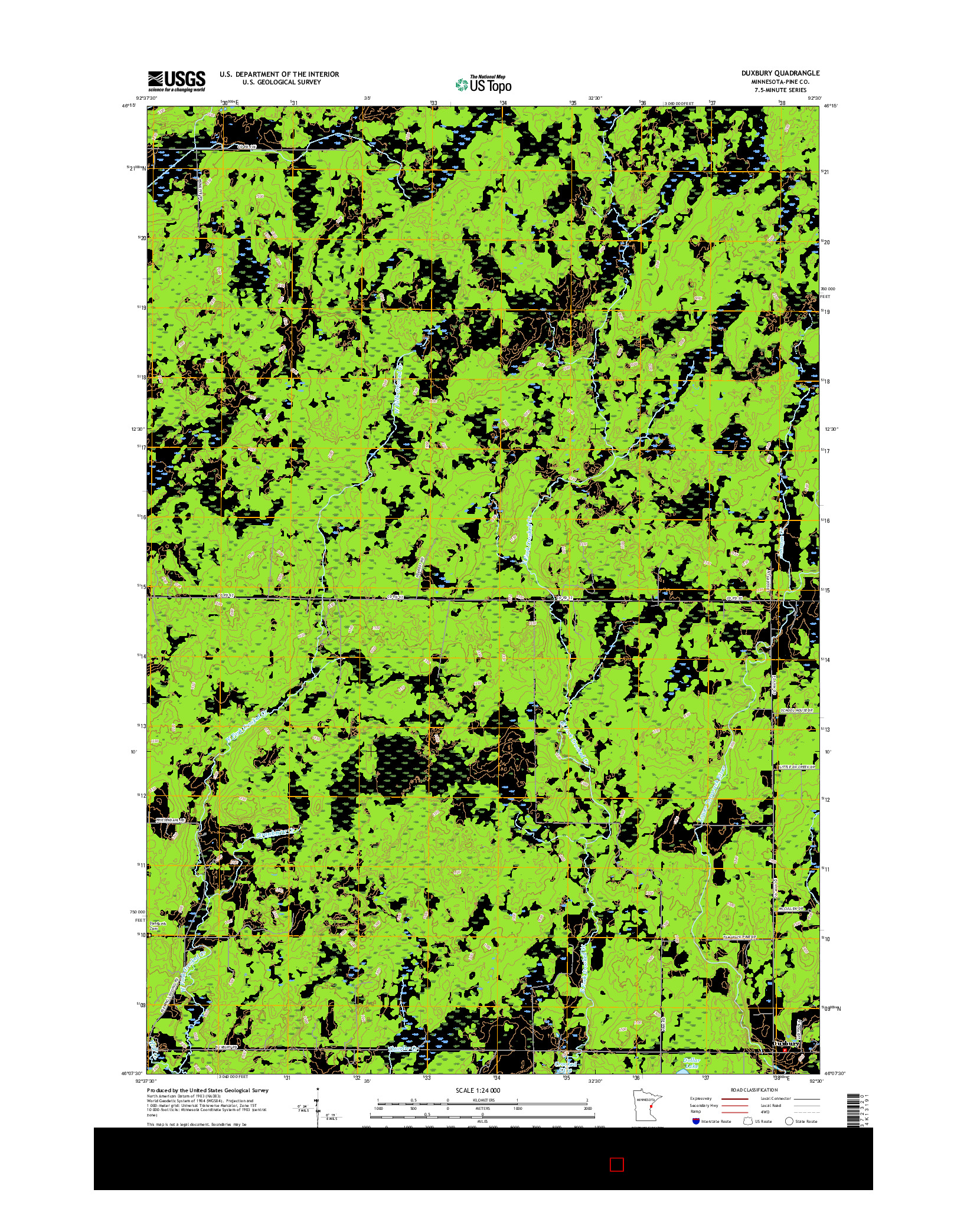 USGS US TOPO 7.5-MINUTE MAP FOR DUXBURY, MN 2016