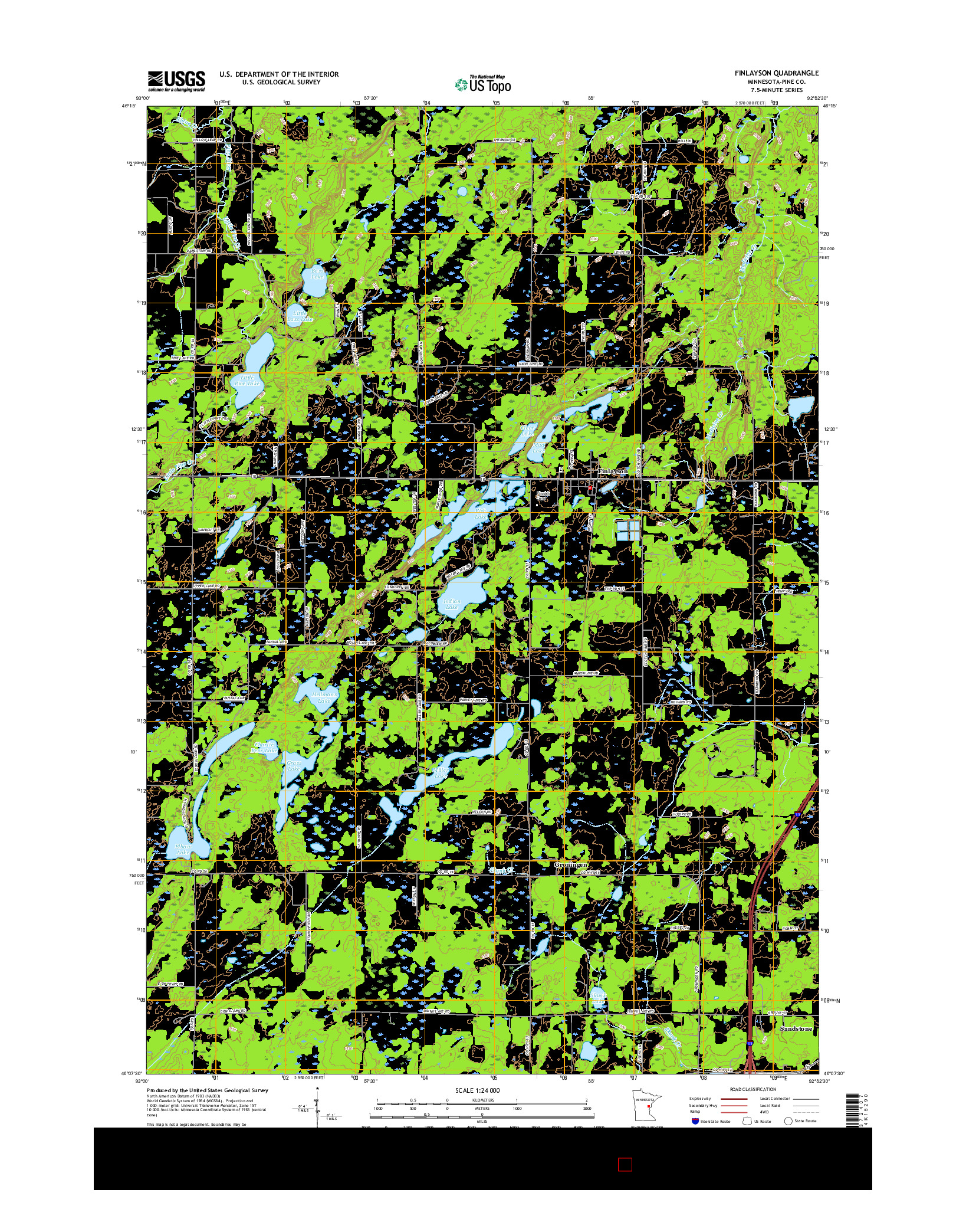 USGS US TOPO 7.5-MINUTE MAP FOR FINLAYSON, MN 2016