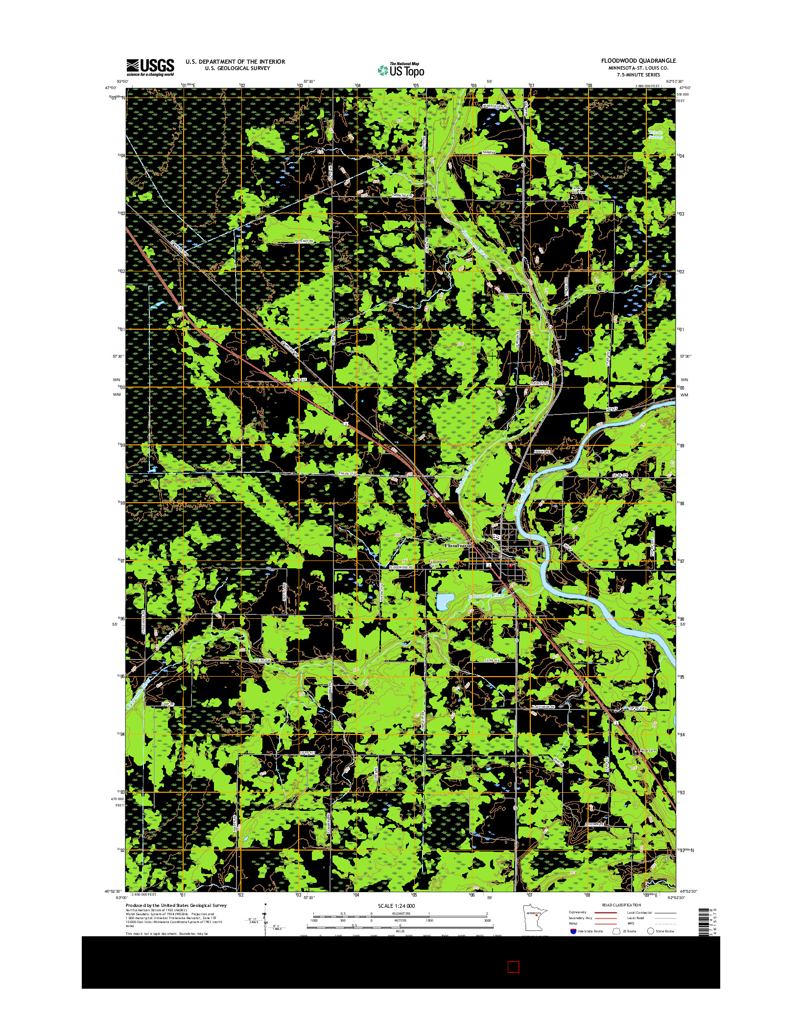 USGS US TOPO 7.5-MINUTE MAP FOR FLOODWOOD, MN 2016