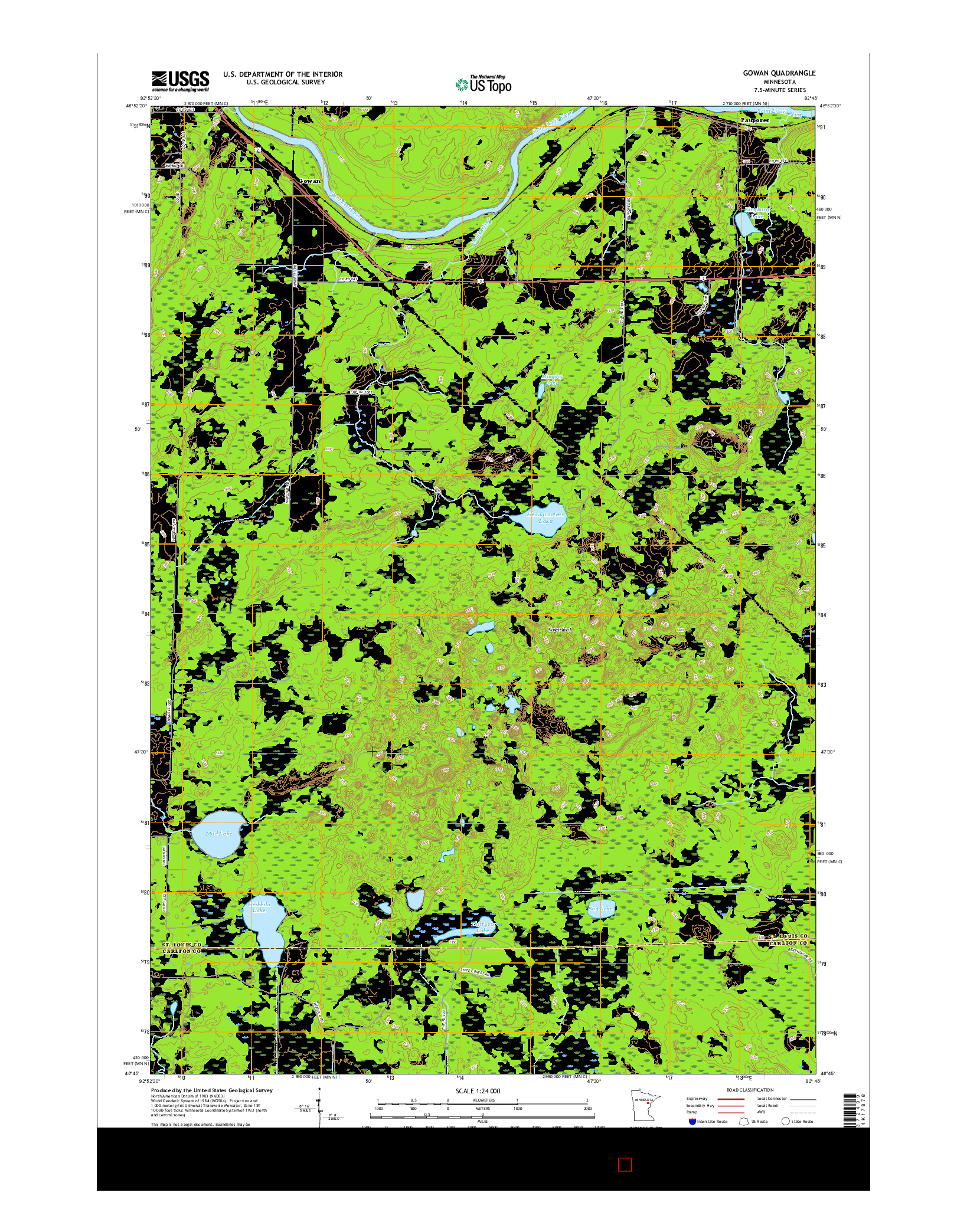 USGS US TOPO 7.5-MINUTE MAP FOR GOWAN, MN 2016