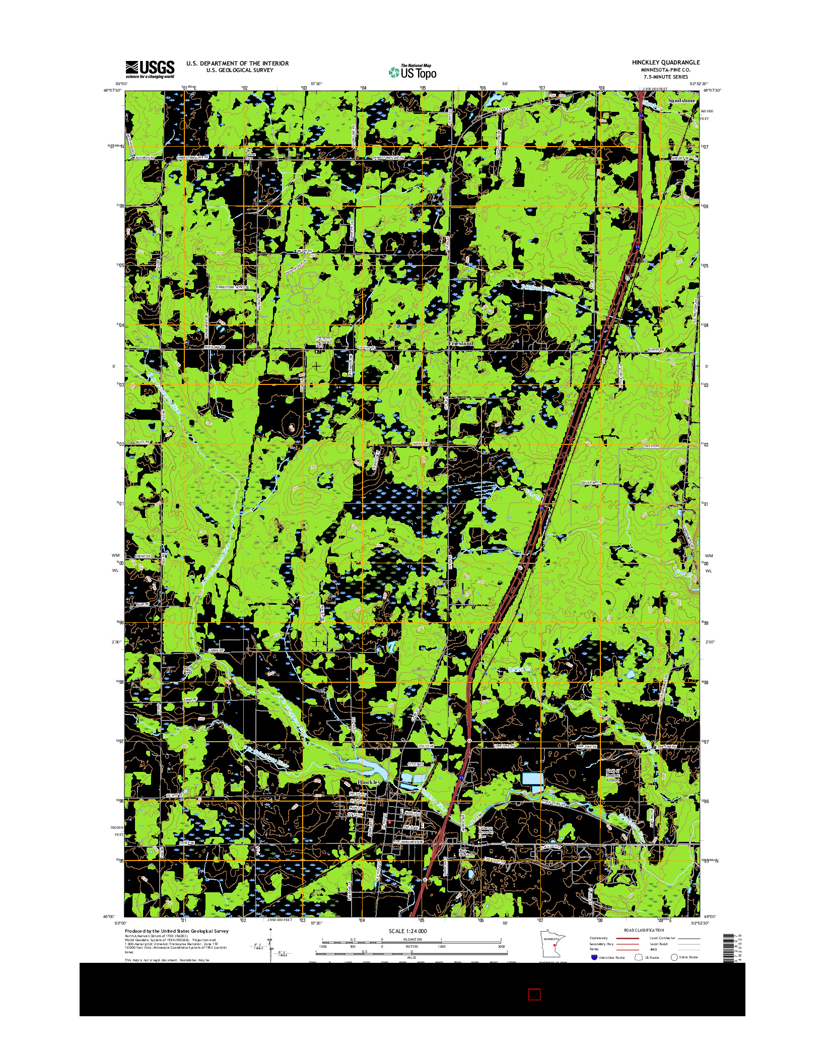 USGS US TOPO 7.5-MINUTE MAP FOR HINCKLEY, MN 2016