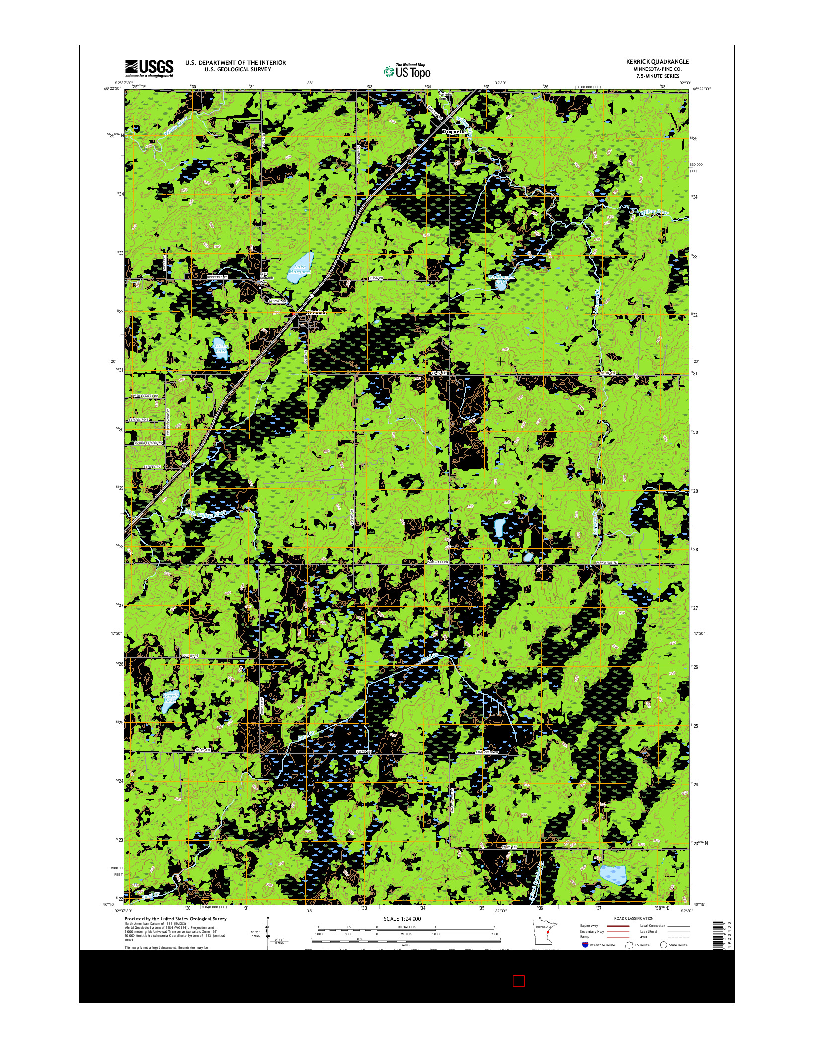USGS US TOPO 7.5-MINUTE MAP FOR KERRICK, MN 2016