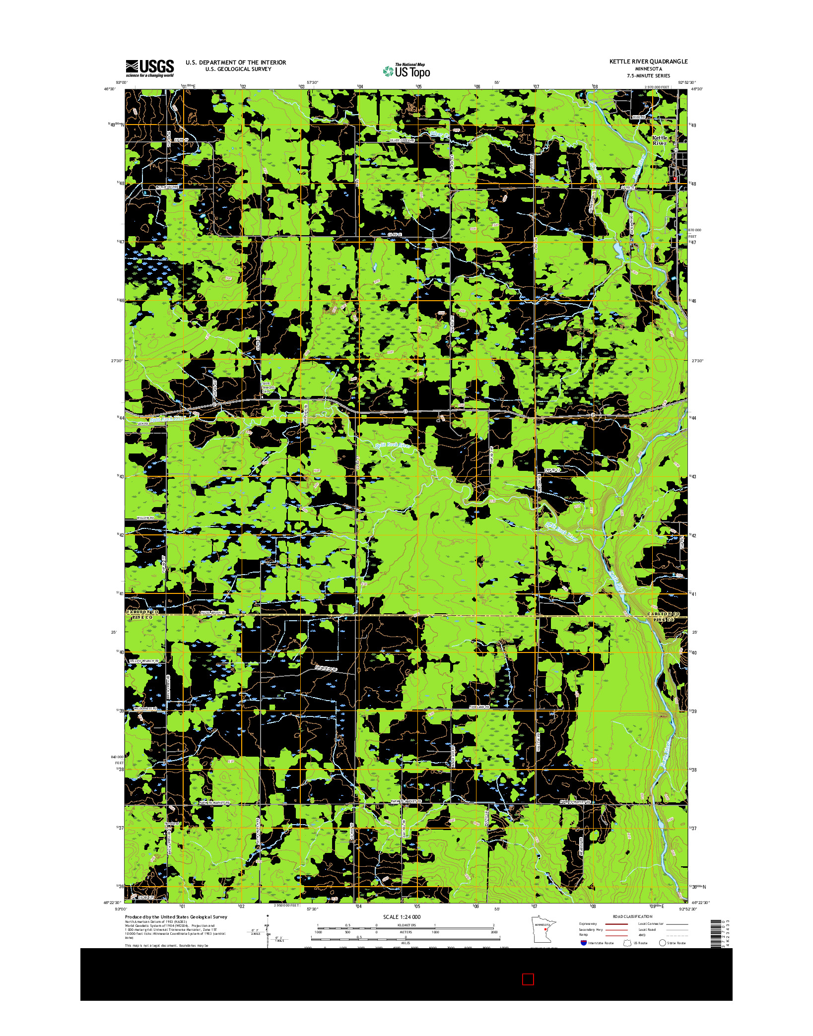 USGS US TOPO 7.5-MINUTE MAP FOR KETTLE RIVER, MN 2016