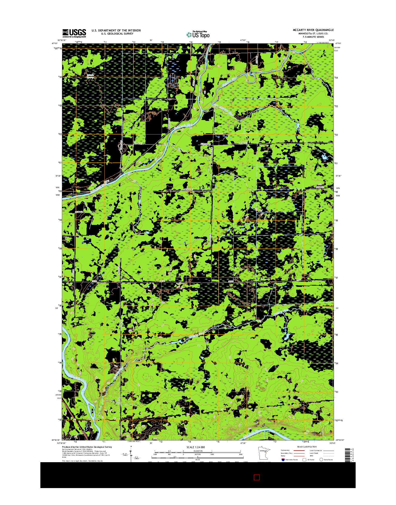 USGS US TOPO 7.5-MINUTE MAP FOR MCCARTY RIVER, MN 2016
