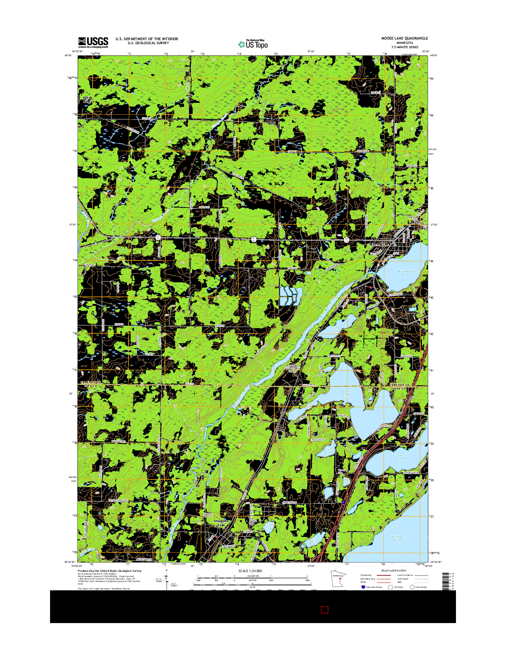 USGS US TOPO 7.5-MINUTE MAP FOR MOOSE LAKE, MN 2016