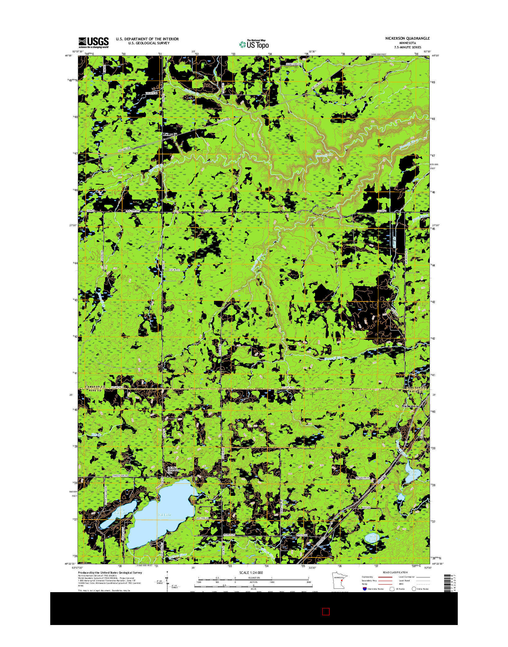 USGS US TOPO 7.5-MINUTE MAP FOR NICKERSON, MN 2016