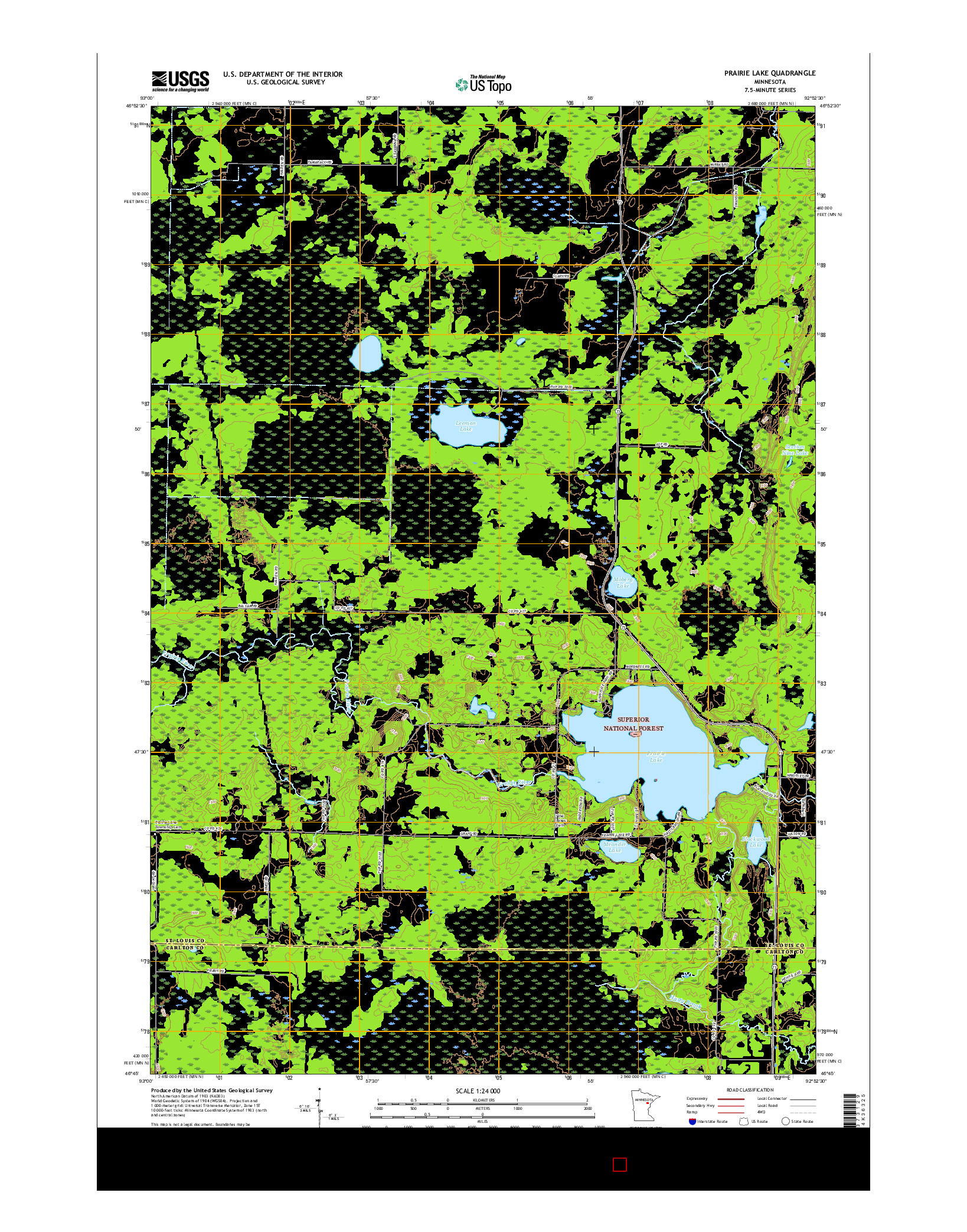 USGS US TOPO 7.5-MINUTE MAP FOR PRAIRIE LAKE, MN 2016