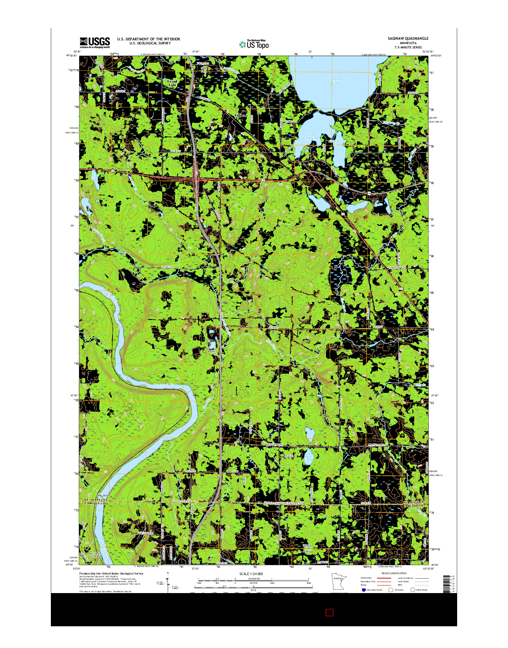 USGS US TOPO 7.5-MINUTE MAP FOR SAGINAW, MN 2016