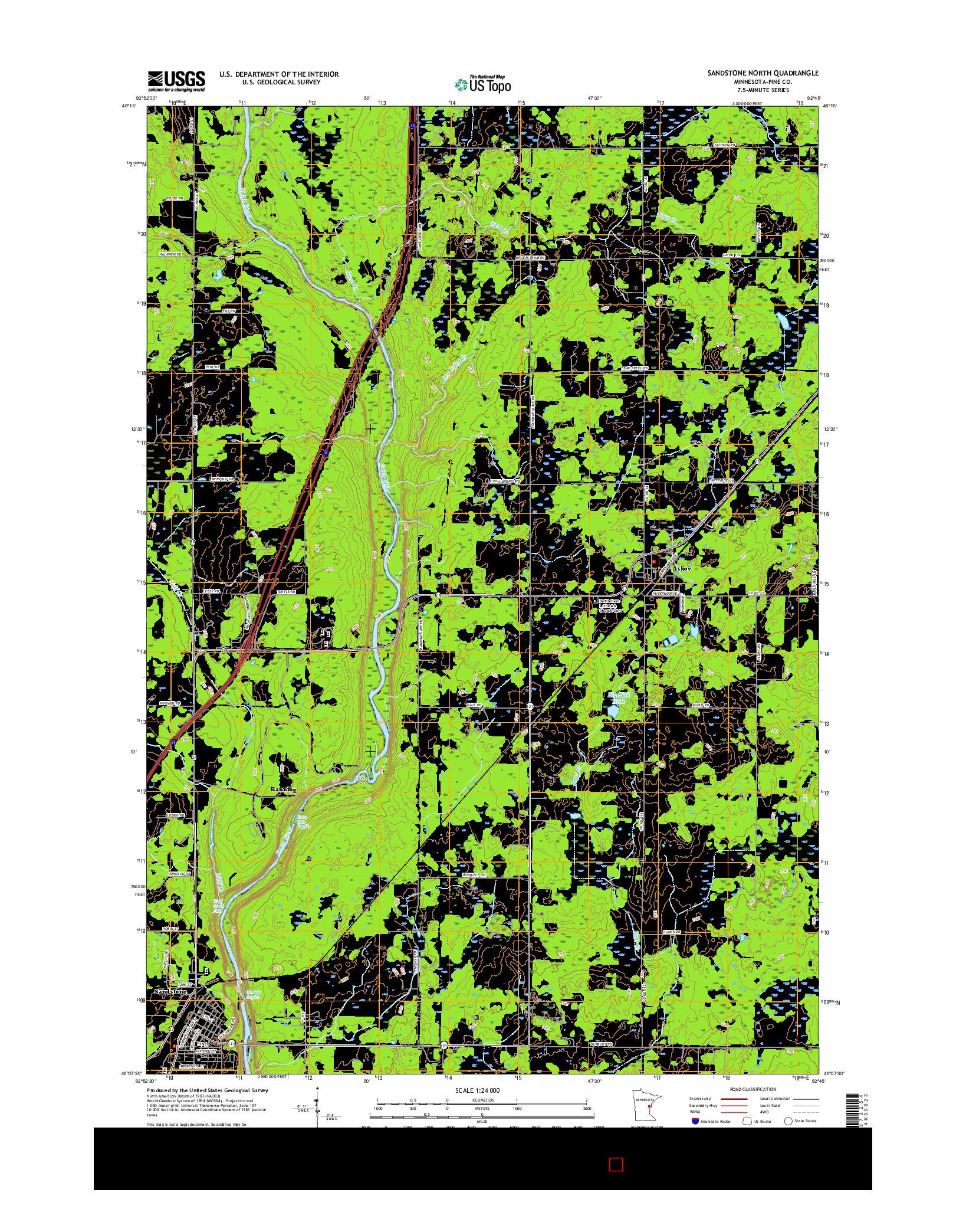 USGS US TOPO 7.5-MINUTE MAP FOR SANDSTONE NORTH, MN 2016