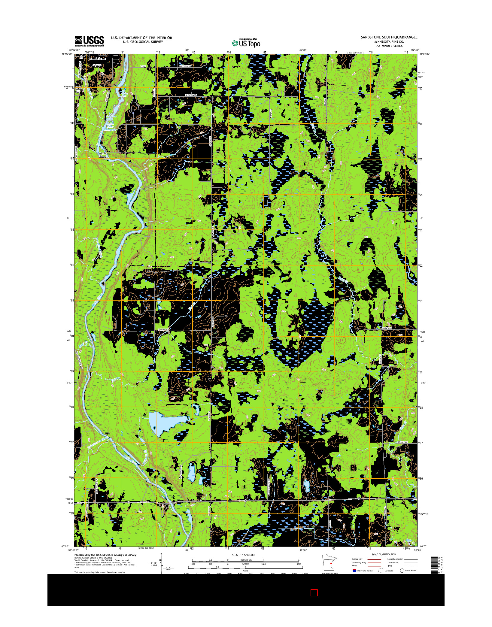 USGS US TOPO 7.5-MINUTE MAP FOR SANDSTONE SOUTH, MN 2016