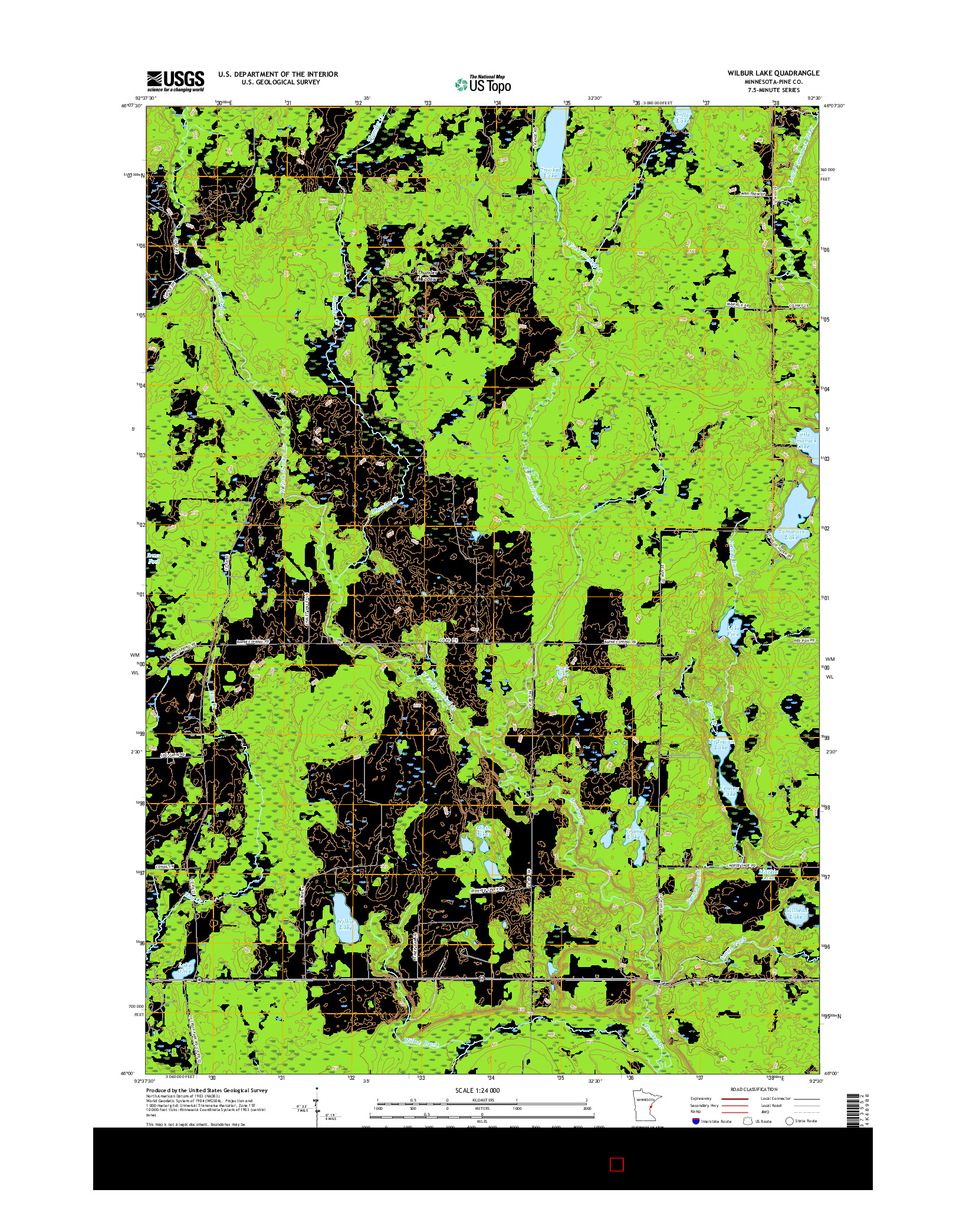 USGS US TOPO 7.5-MINUTE MAP FOR WILBUR LAKE, MN 2016