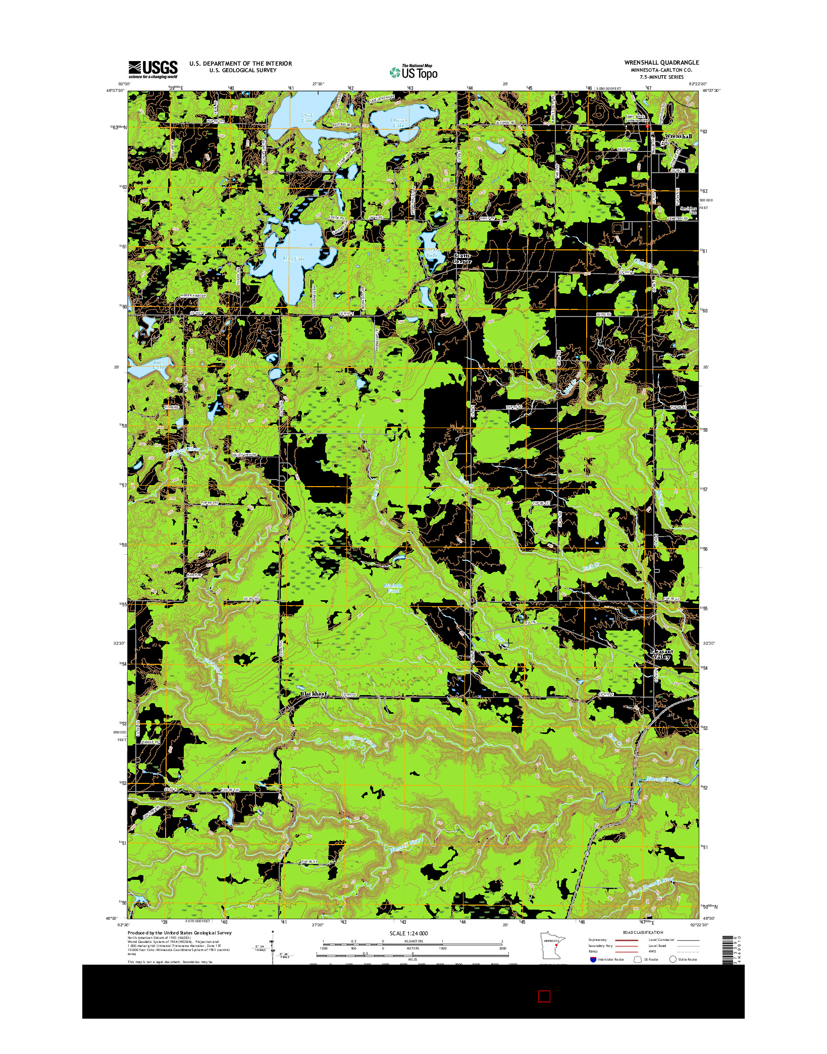 USGS US TOPO 7.5-MINUTE MAP FOR WRENSHALL, MN 2016
