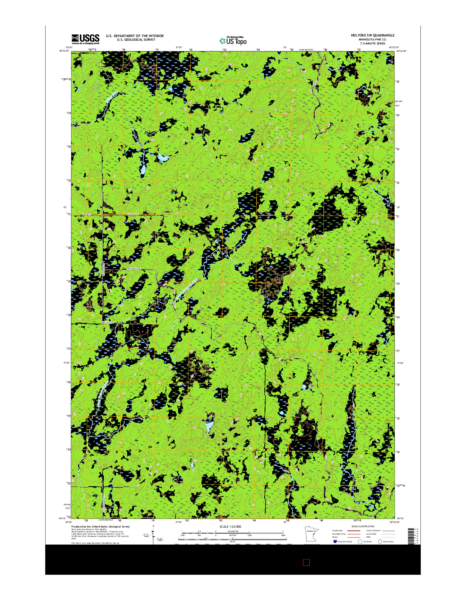 USGS US TOPO 7.5-MINUTE MAP FOR HOLYOKE SW, MN 2016