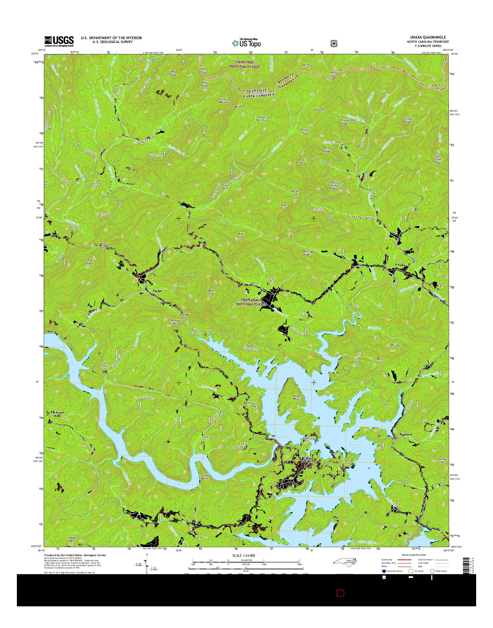 USGS US TOPO 7.5-MINUTE MAP FOR UNAKA, NC-TN 2016