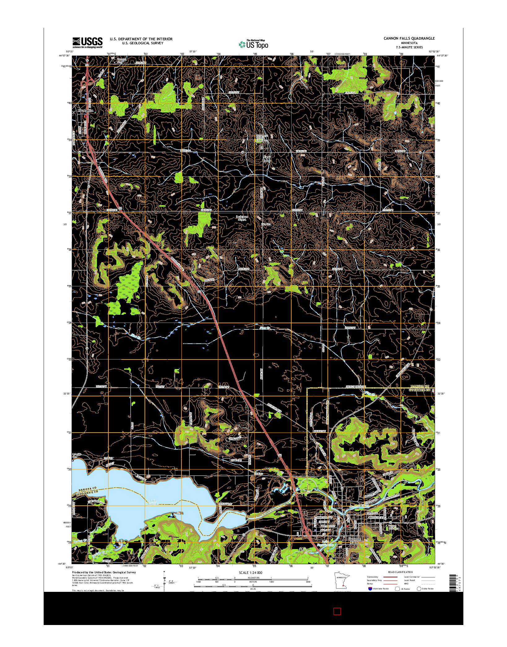 USGS US TOPO 7.5-MINUTE MAP FOR CANNON FALLS, MN 2016