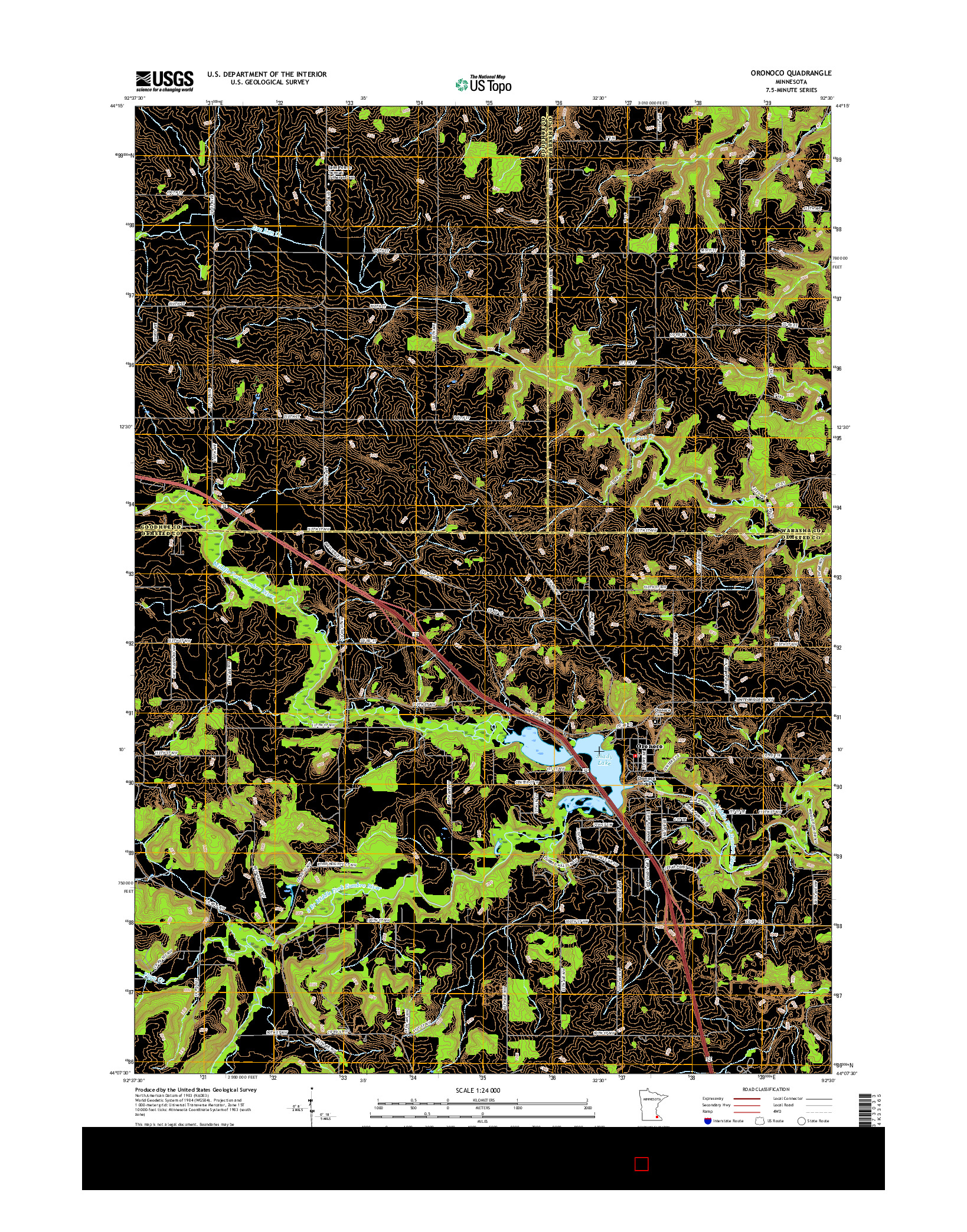 USGS US TOPO 7.5-MINUTE MAP FOR ORONOCO, MN 2016