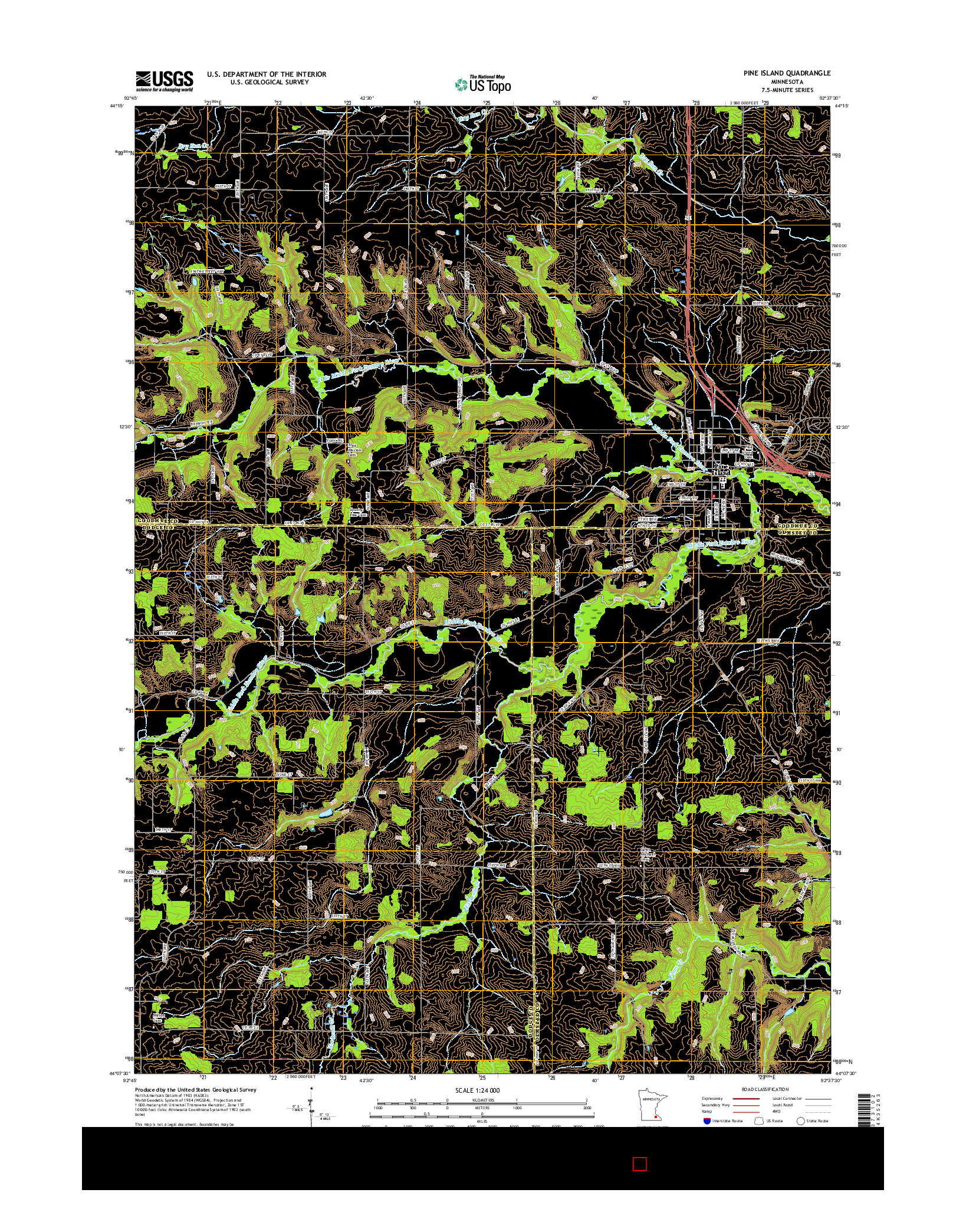 USGS US TOPO 7.5-MINUTE MAP FOR PINE ISLAND, MN 2016