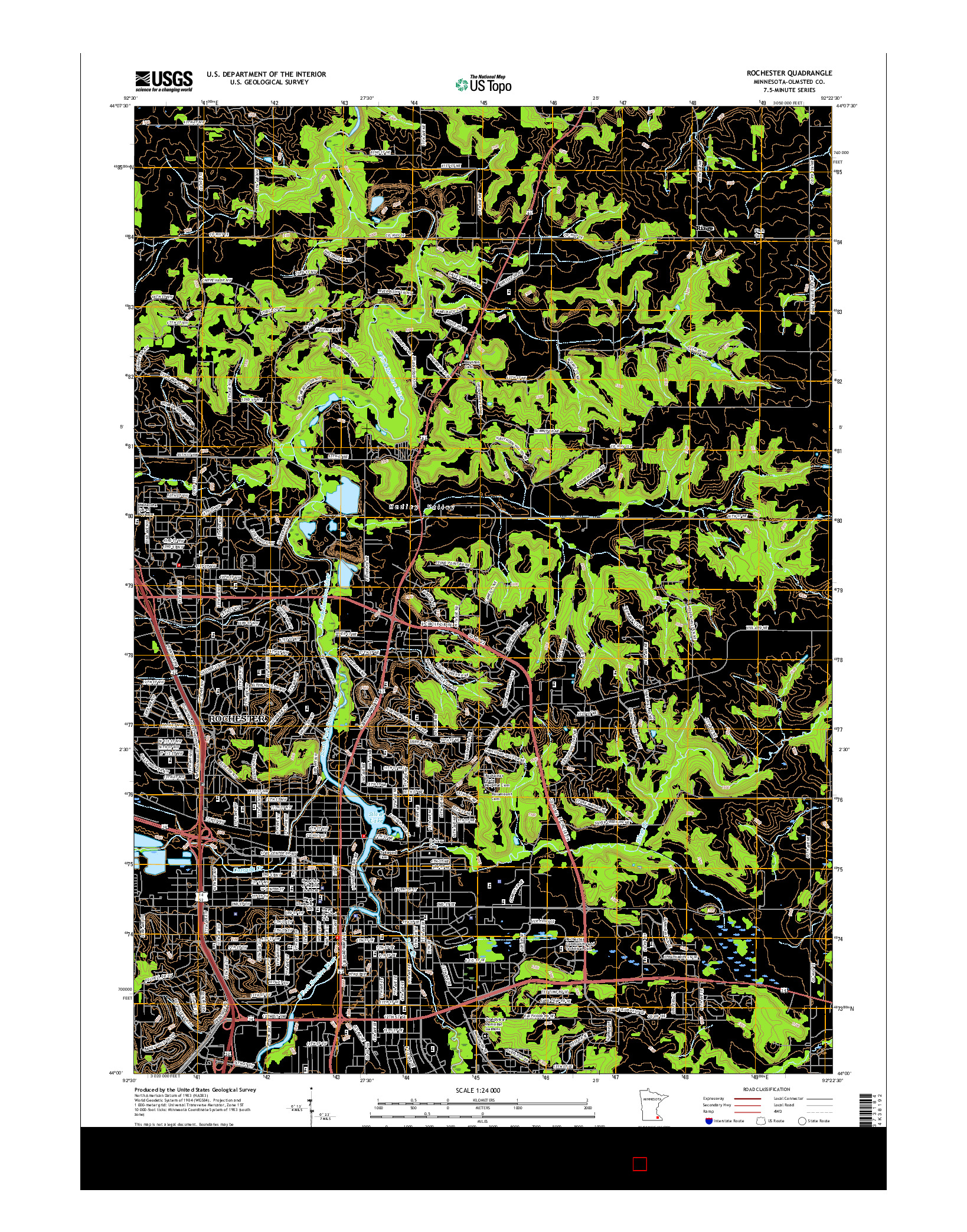 USGS US TOPO 7.5-MINUTE MAP FOR ROCHESTER, MN 2016