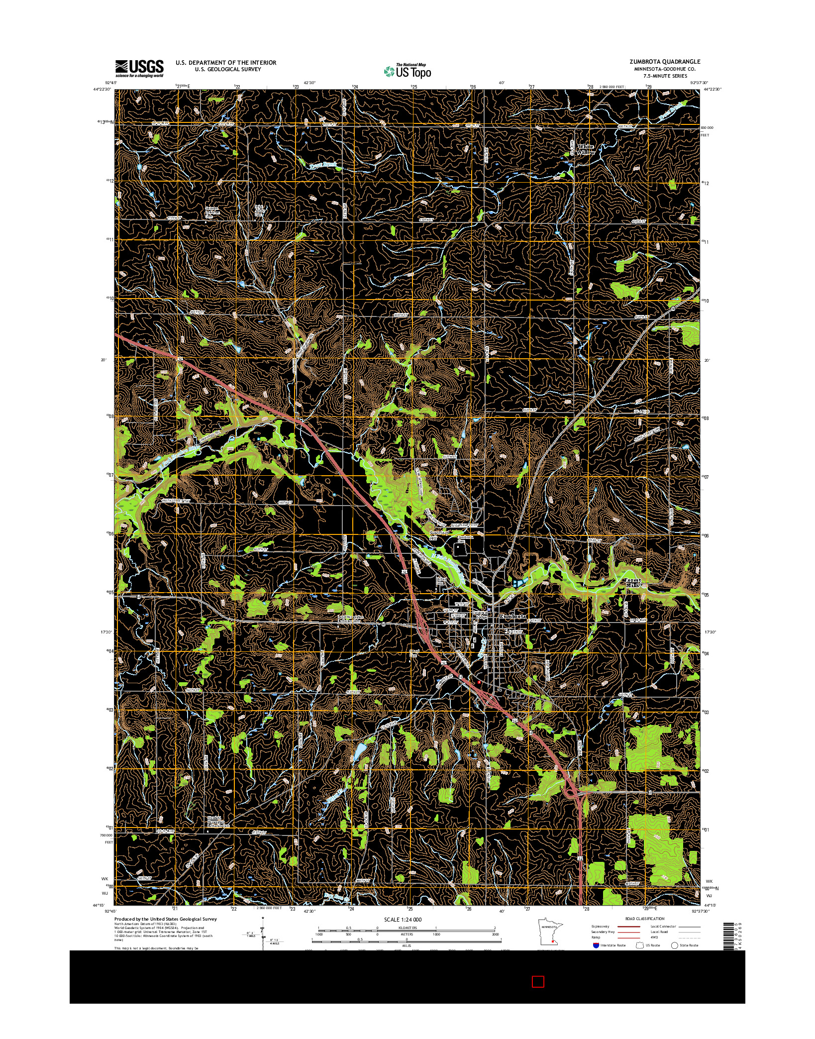 USGS US TOPO 7.5-MINUTE MAP FOR ZUMBROTA, MN 2016