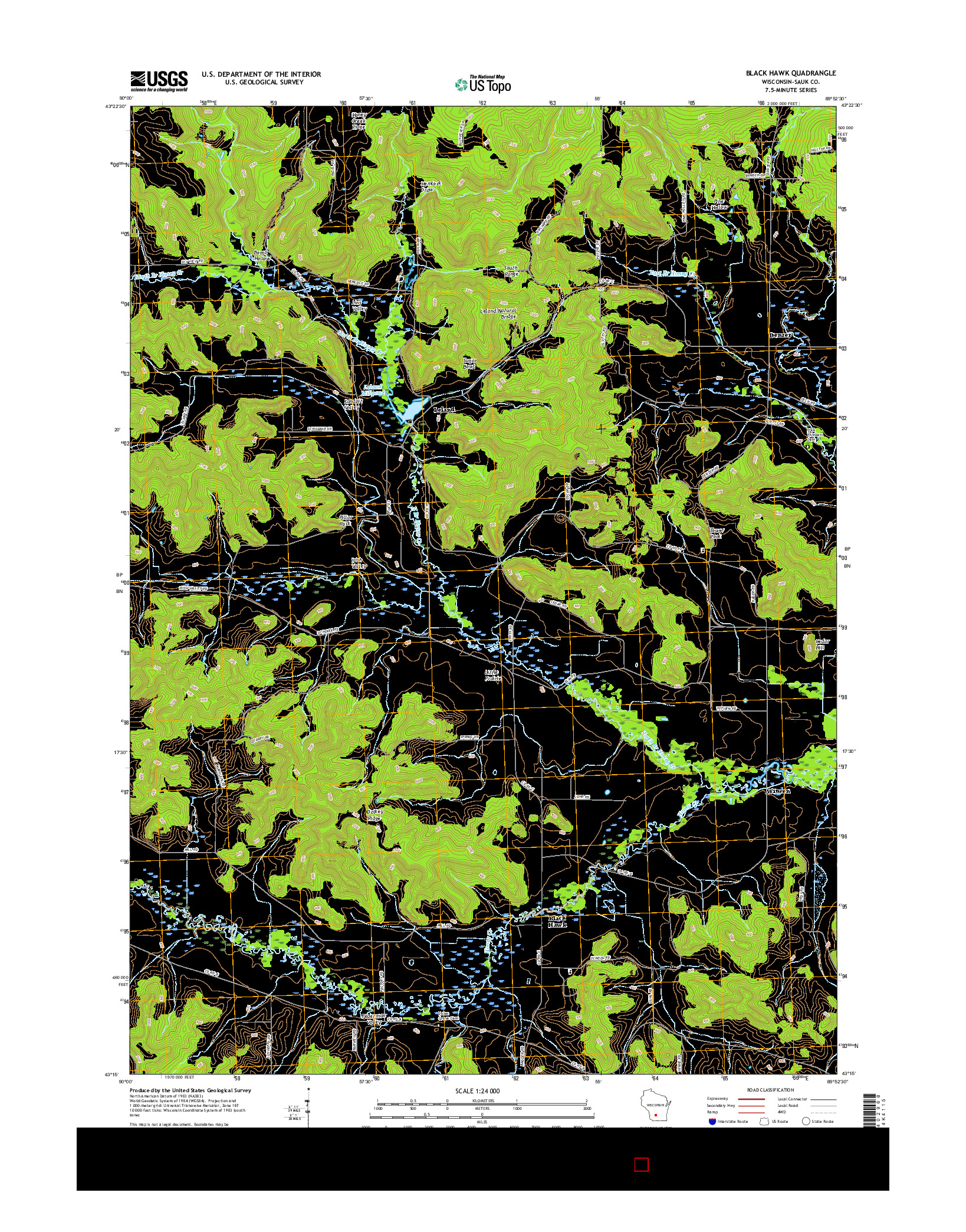 USGS US TOPO 7.5-MINUTE MAP FOR BLACK HAWK, WI 2016
