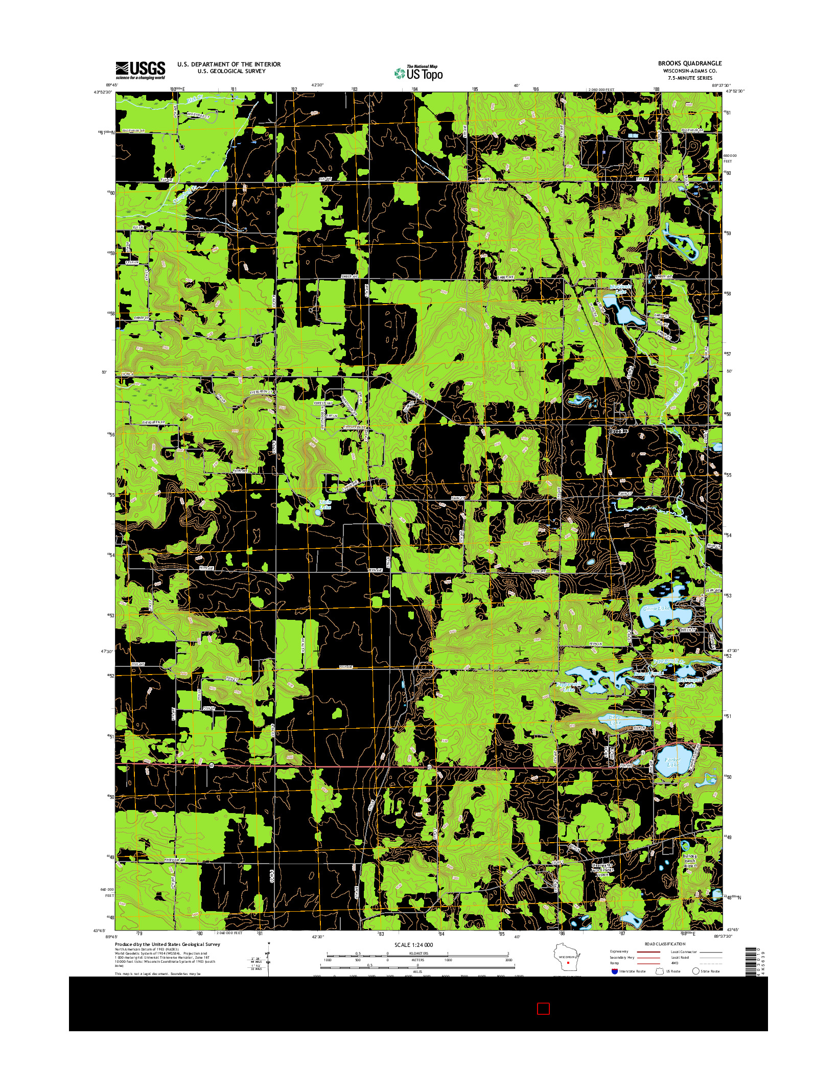 USGS US TOPO 7.5-MINUTE MAP FOR BROOKS, WI 2016