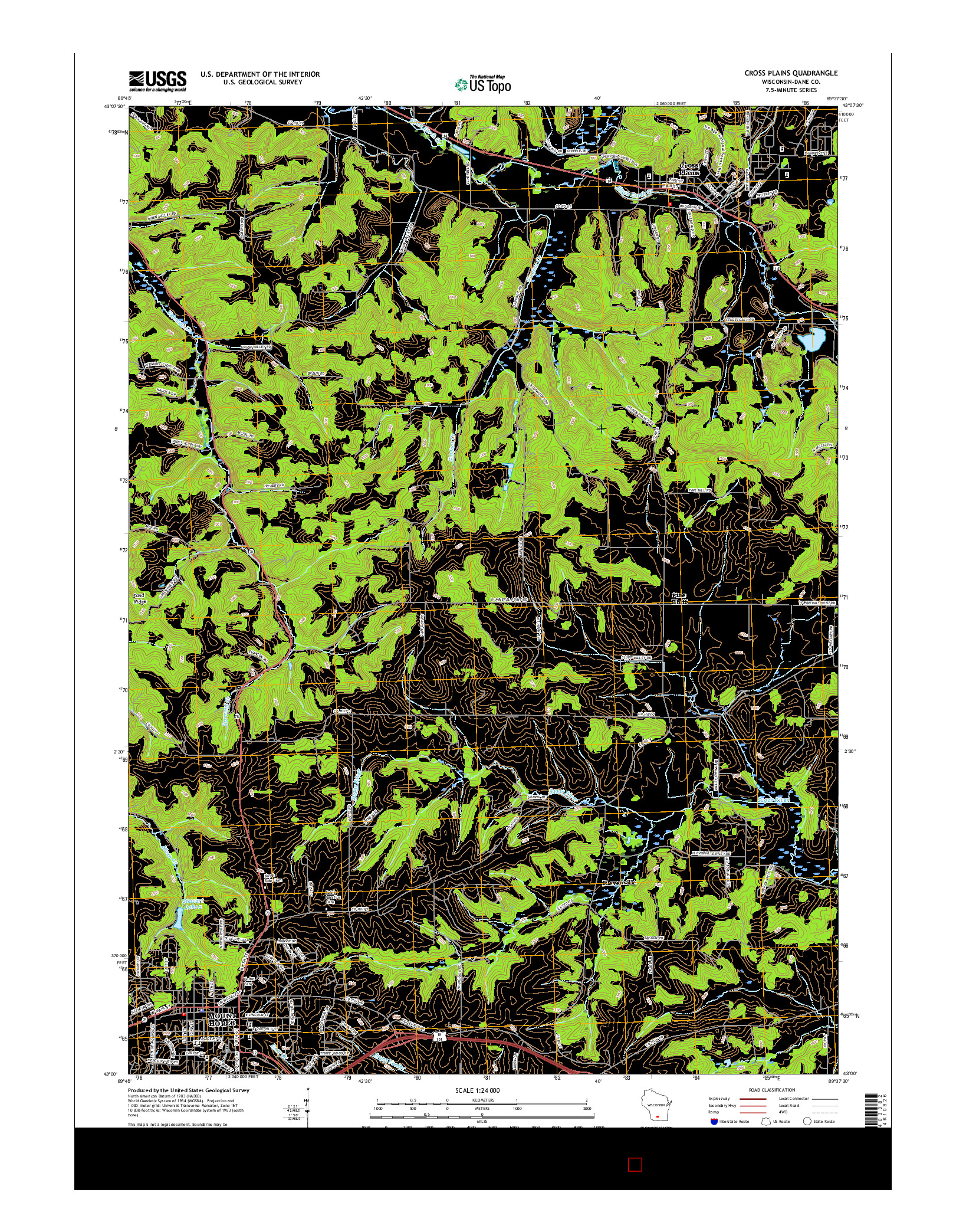 USGS US TOPO 7.5-MINUTE MAP FOR CROSS PLAINS, WI 2016