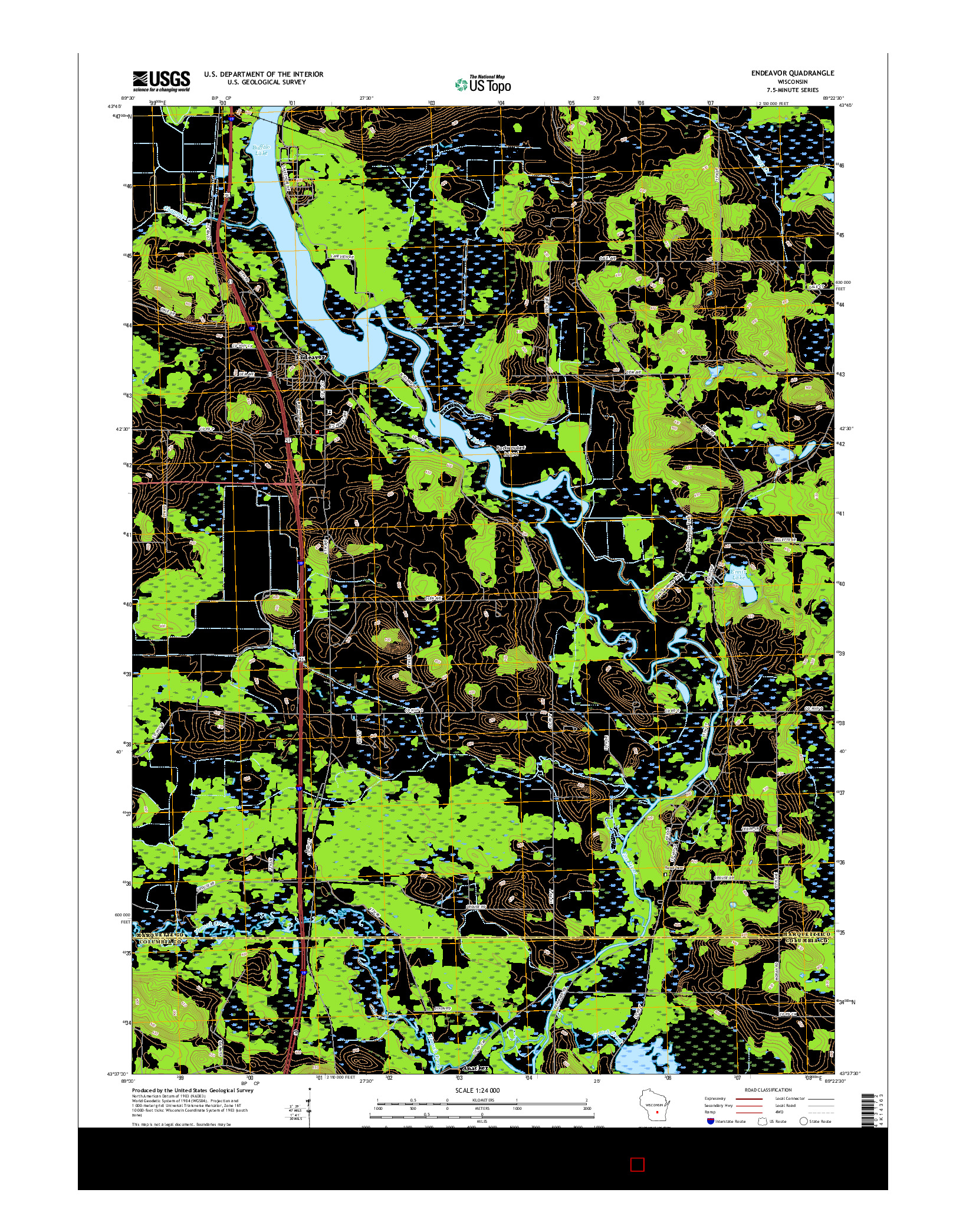 USGS US TOPO 7.5-MINUTE MAP FOR ENDEAVOR, WI 2016
