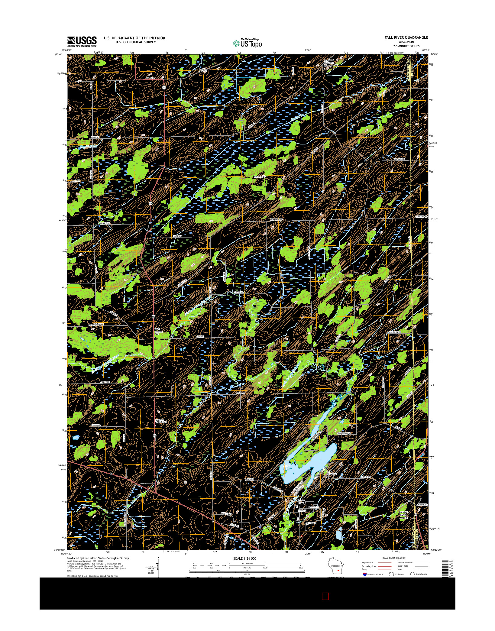 USGS US TOPO 7.5-MINUTE MAP FOR FALL RIVER, WI 2016