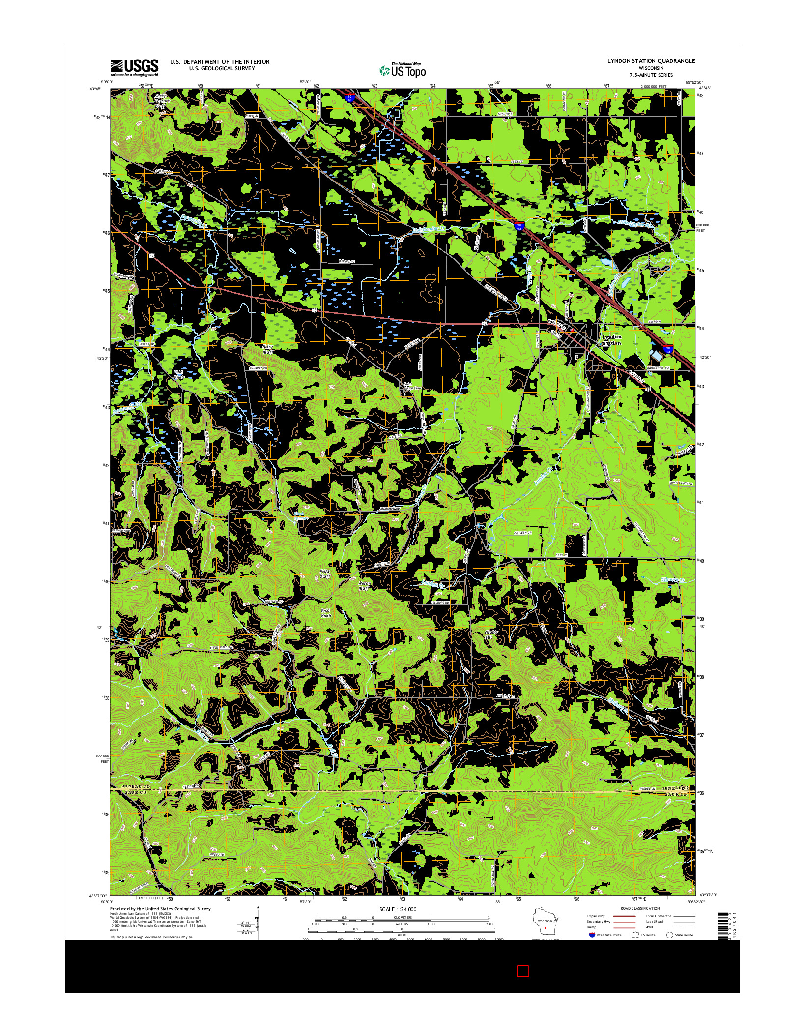 USGS US TOPO 7.5-MINUTE MAP FOR LYNDON STATION, WI 2016