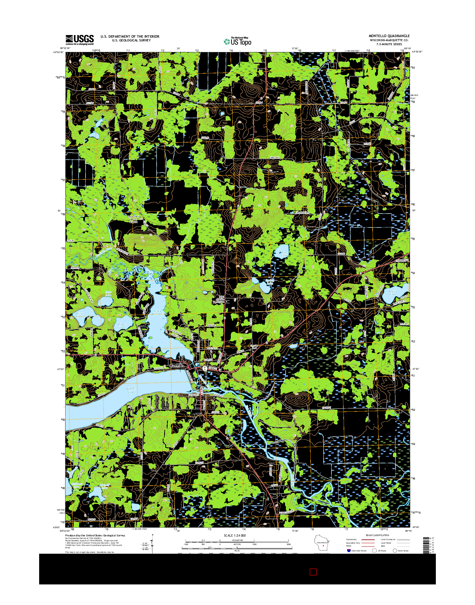 USGS US TOPO 7.5-MINUTE MAP FOR MONTELLO, WI 2016