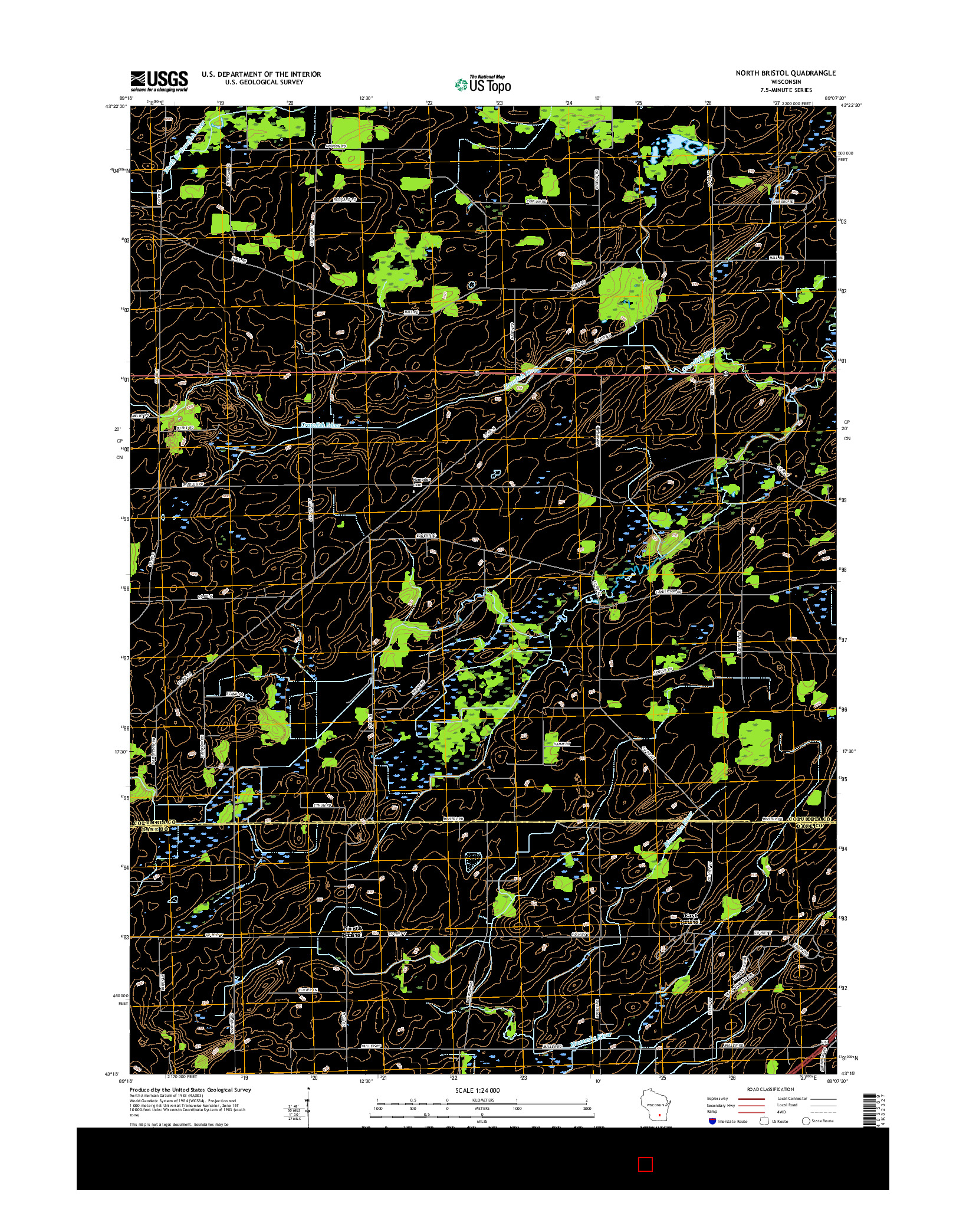 USGS US TOPO 7.5-MINUTE MAP FOR NORTH BRISTOL, WI 2016