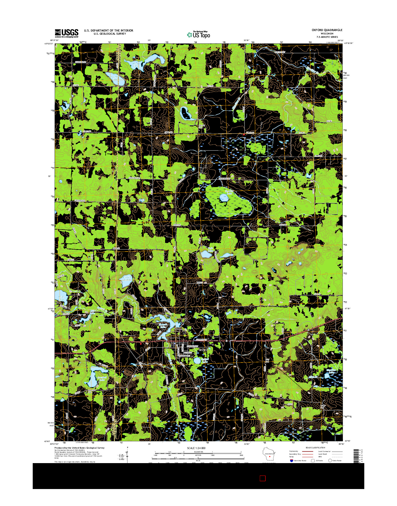 USGS US TOPO 7.5-MINUTE MAP FOR OXFORD, WI 2016