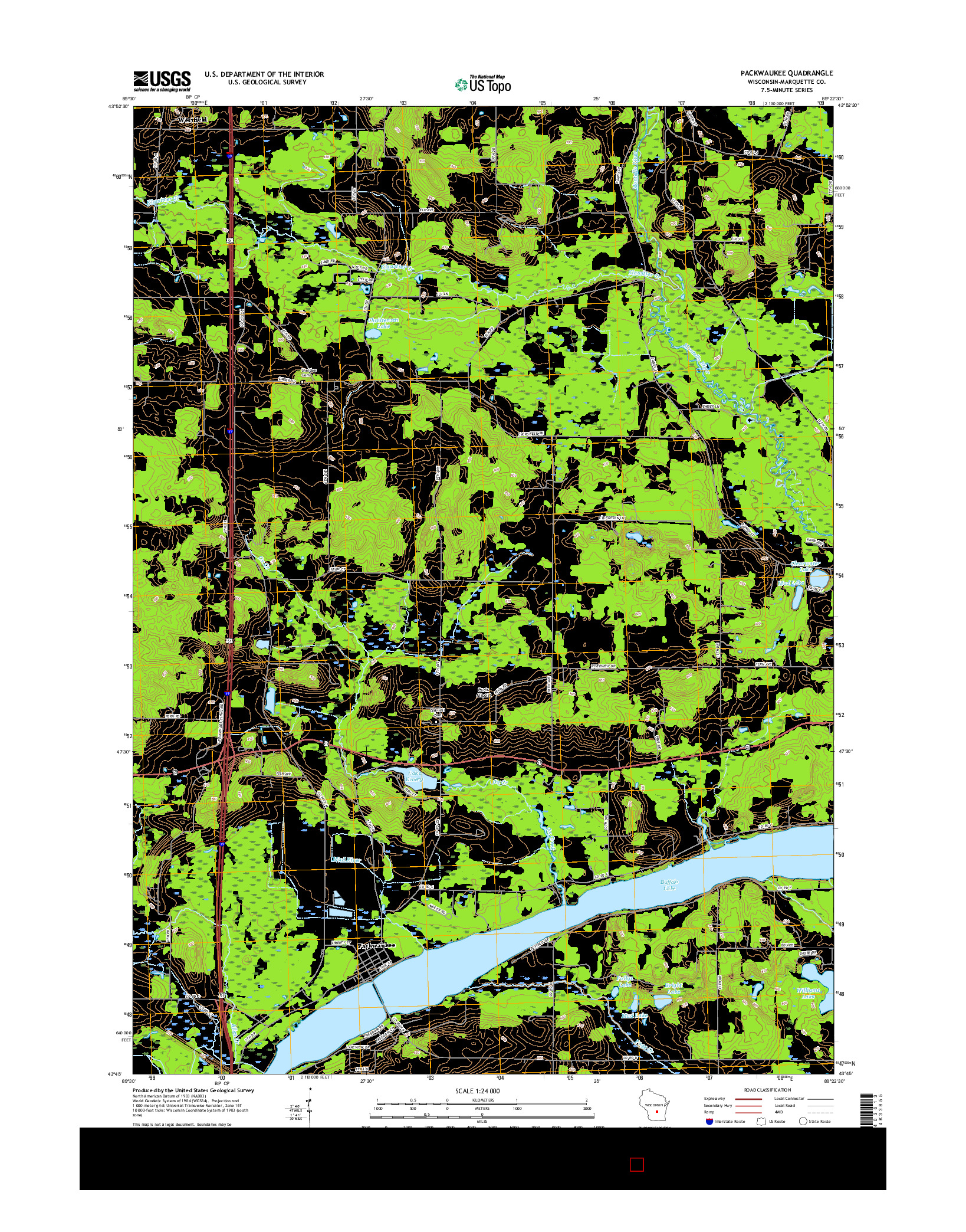 USGS US TOPO 7.5-MINUTE MAP FOR PACKWAUKEE, WI 2016