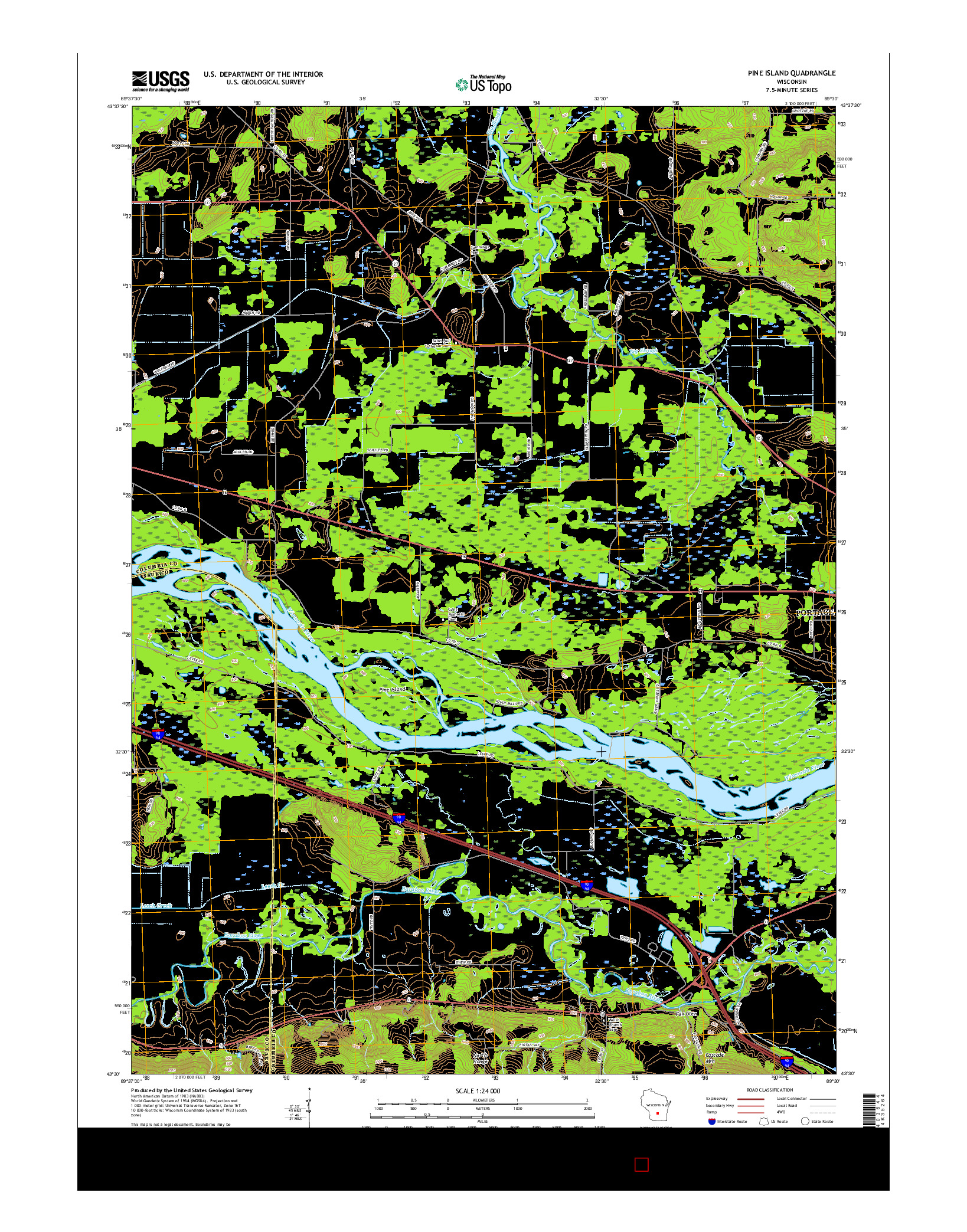 USGS US TOPO 7.5-MINUTE MAP FOR PINE ISLAND, WI 2016