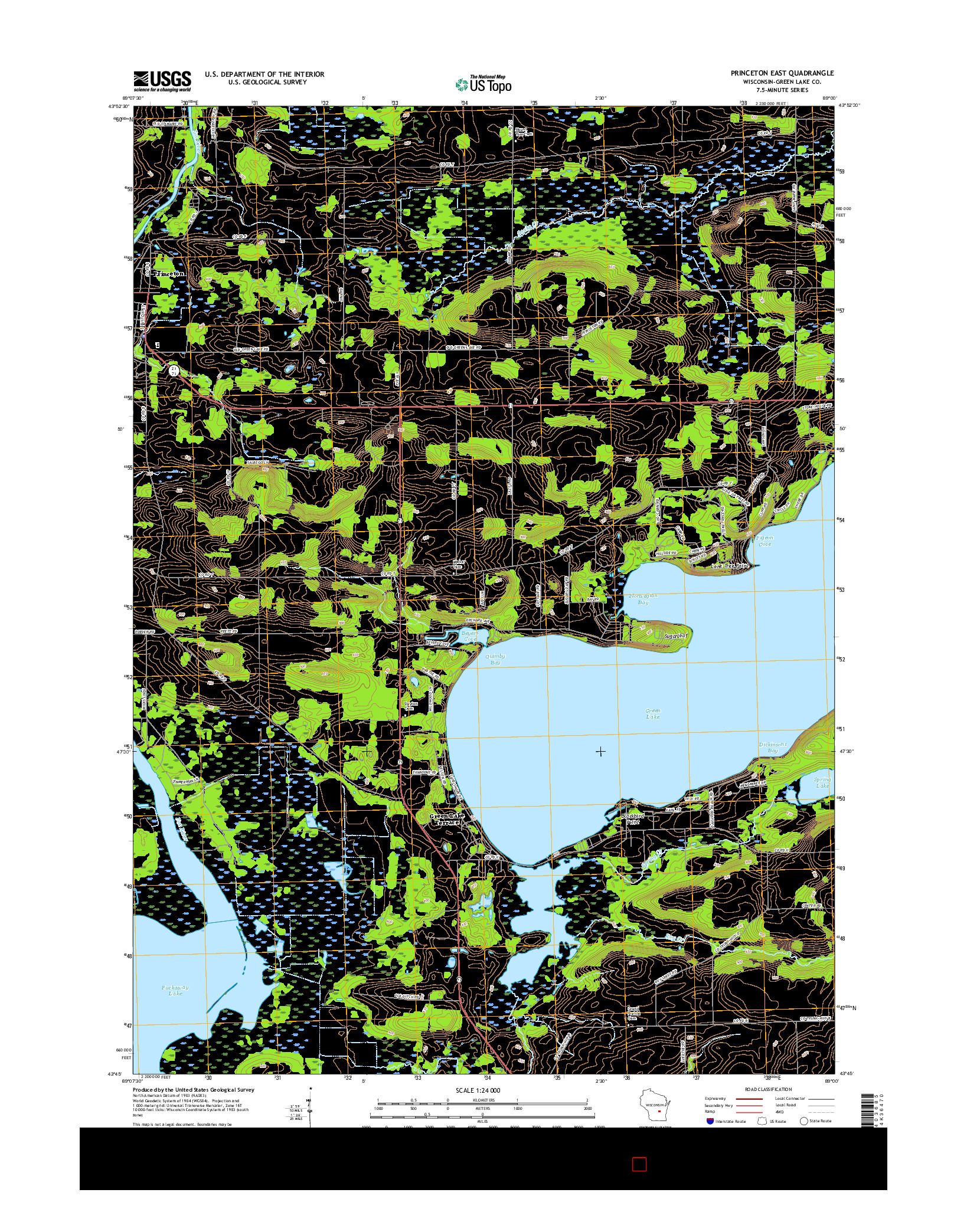 USGS US TOPO 7.5-MINUTE MAP FOR PRINCETON EAST, WI 2016