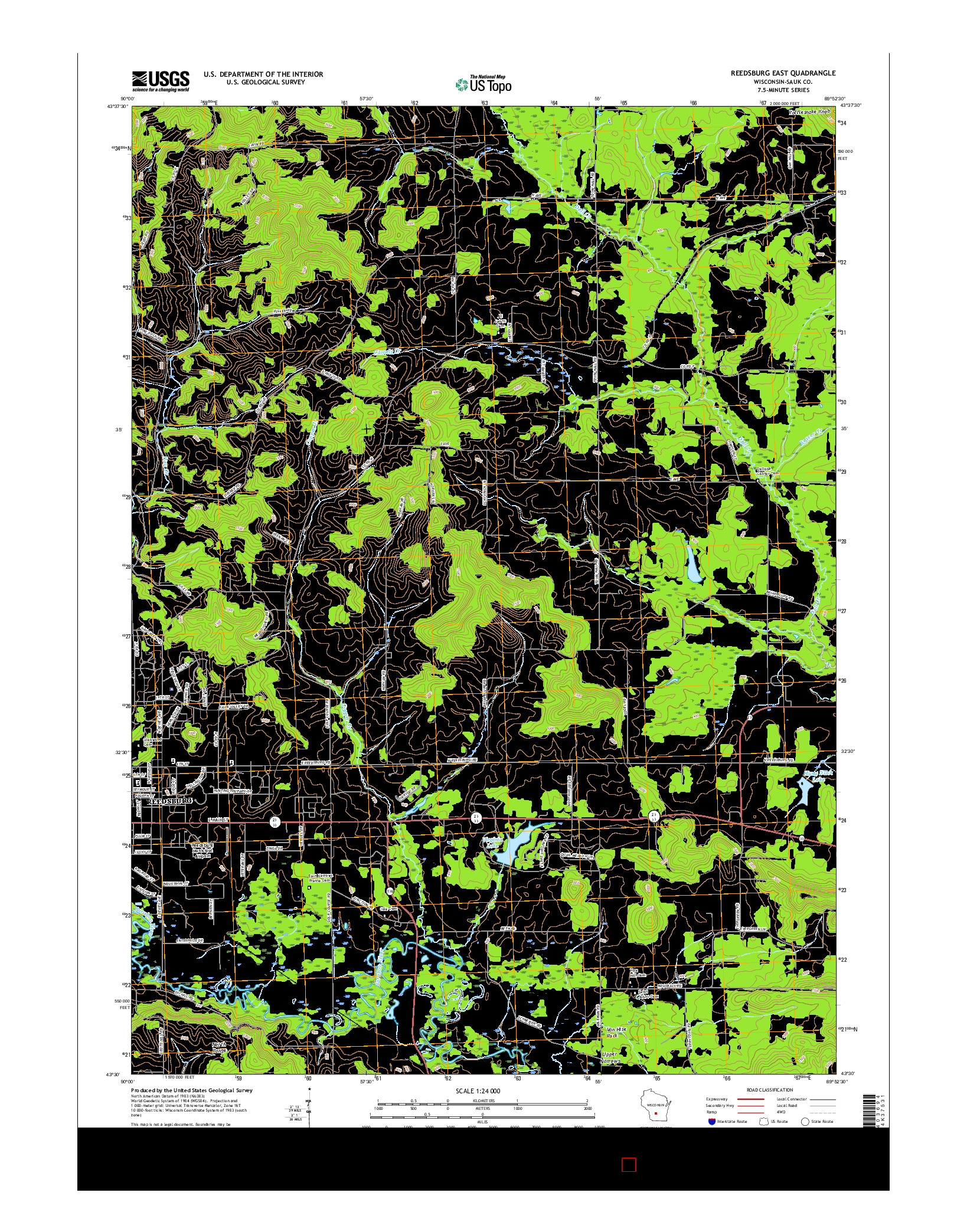 USGS US TOPO 7.5-MINUTE MAP FOR REEDSBURG EAST, WI 2016