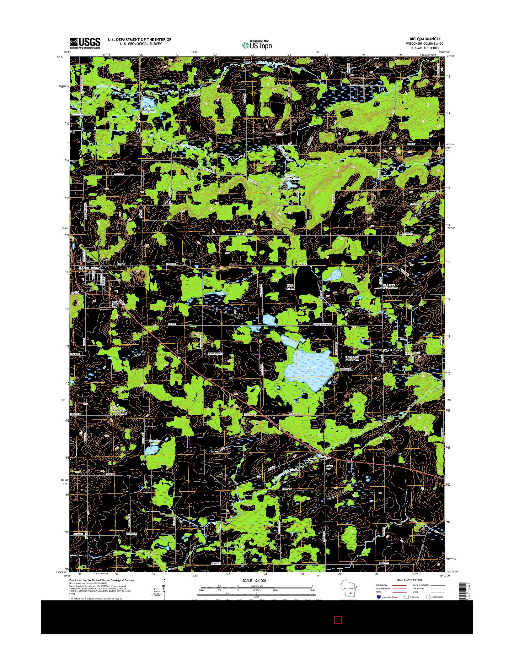USGS US TOPO 7.5-MINUTE MAP FOR RIO, WI 2016