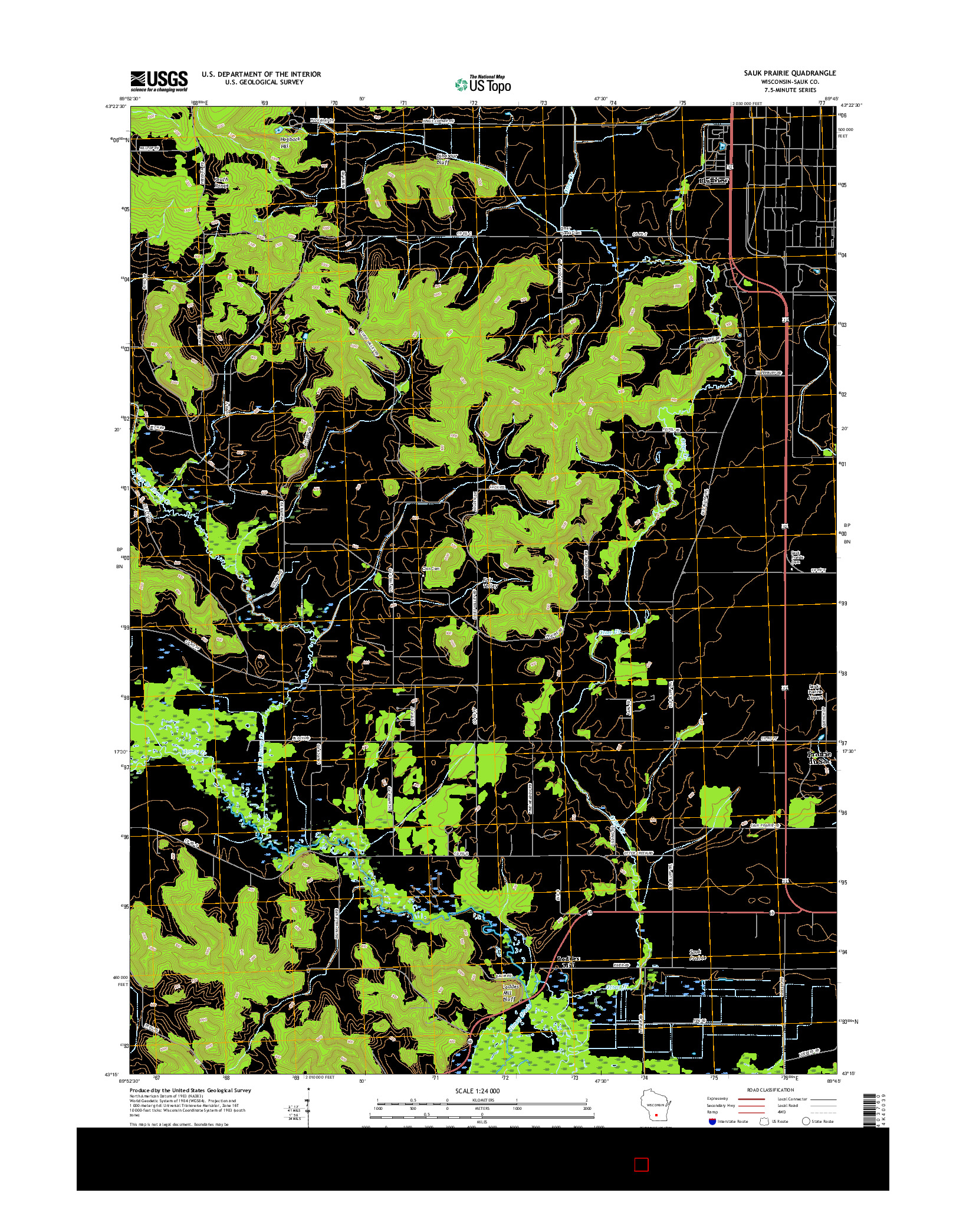USGS US TOPO 7.5-MINUTE MAP FOR SAUK PRAIRIE, WI 2016
